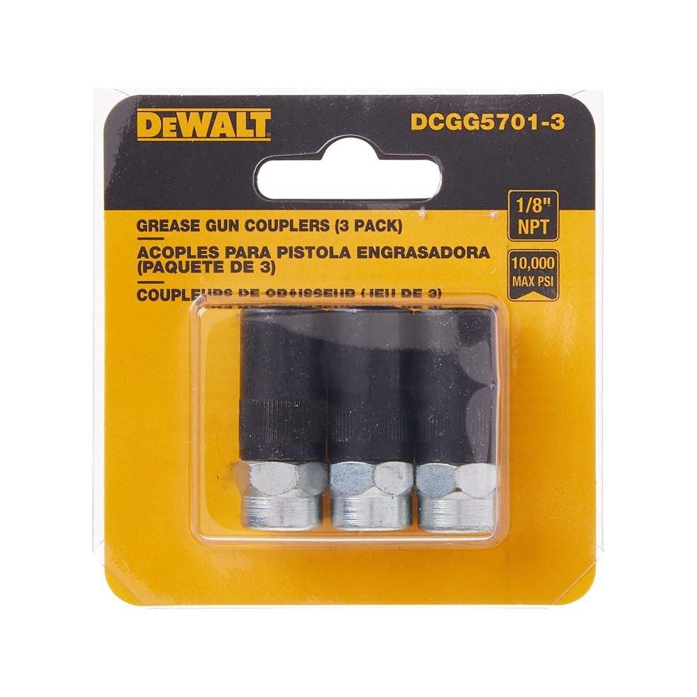 DEWALT Grease Gun Coupler, Heavy Duty, NPT, 1/8-Inch, 3-Pack (DCGG5701-3)