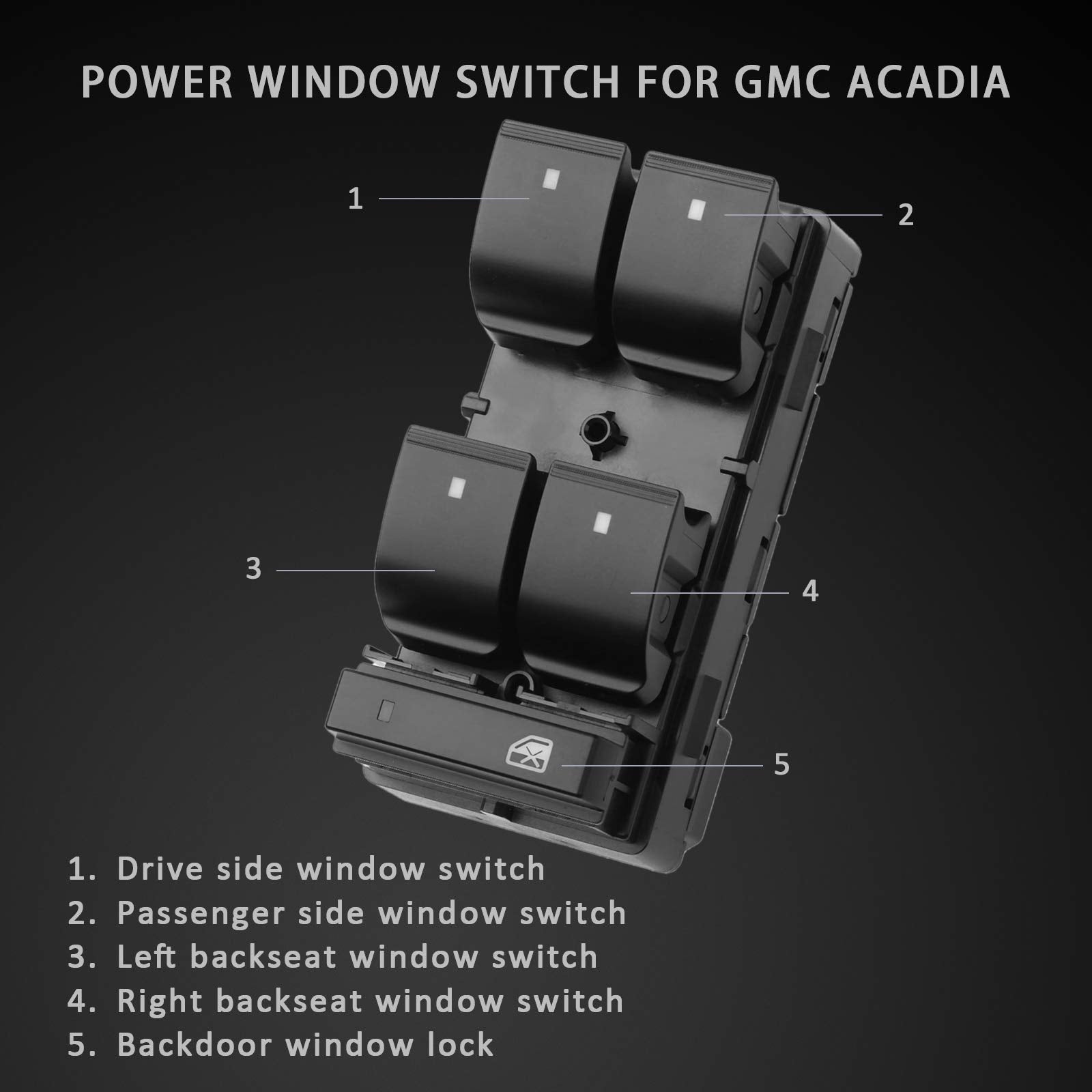 Master Power Window Switch Replacement For Gmc Acadia 2007-2016 20945224 Driver Side Control Switch Button Replace # 901990 D196
