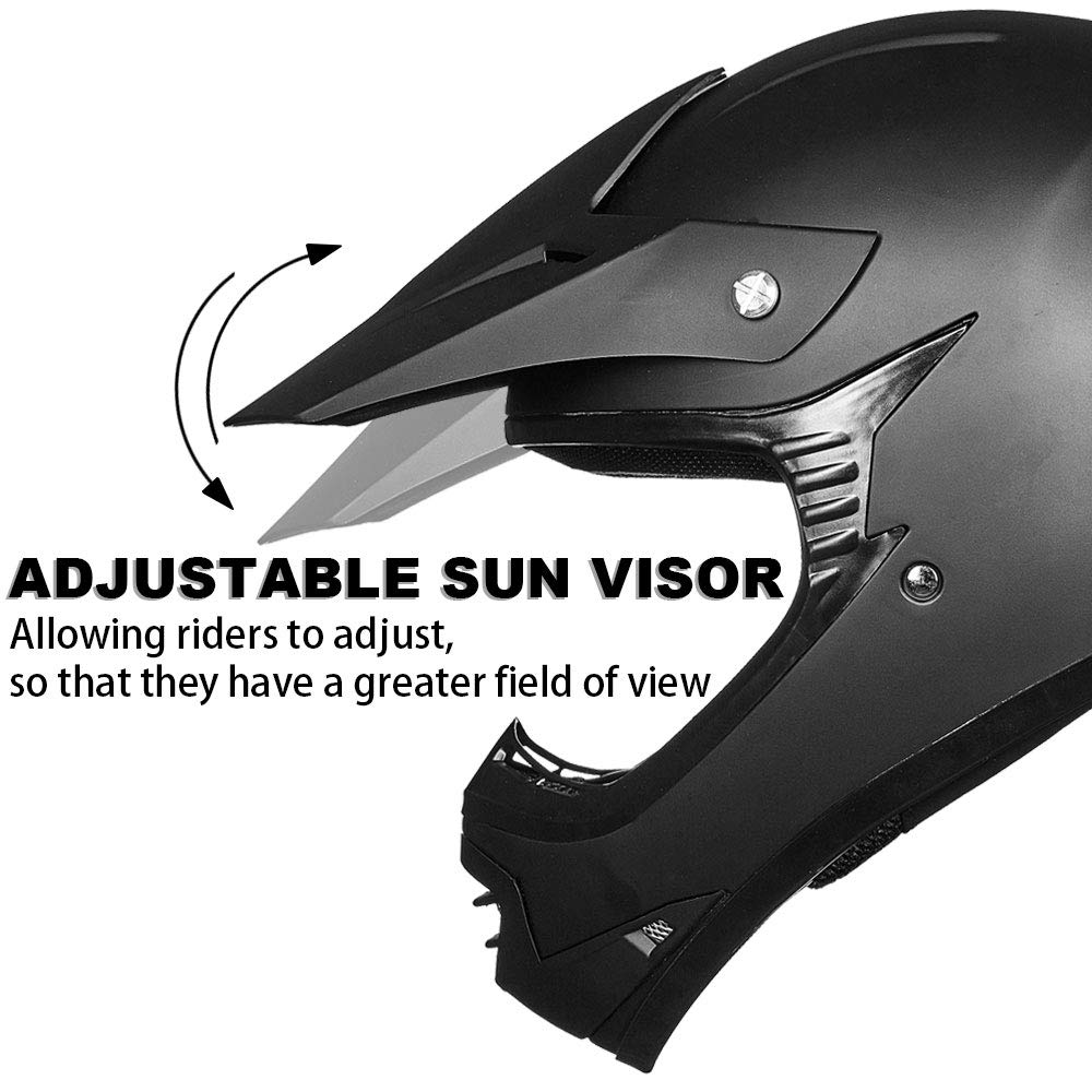 Ilm Youth Kids Atv Motocross Helmet Goggles Sports Gloves Dirt Bike Motorcycle Off Road Dot Approved B07 (Youth-S, Matte Black)