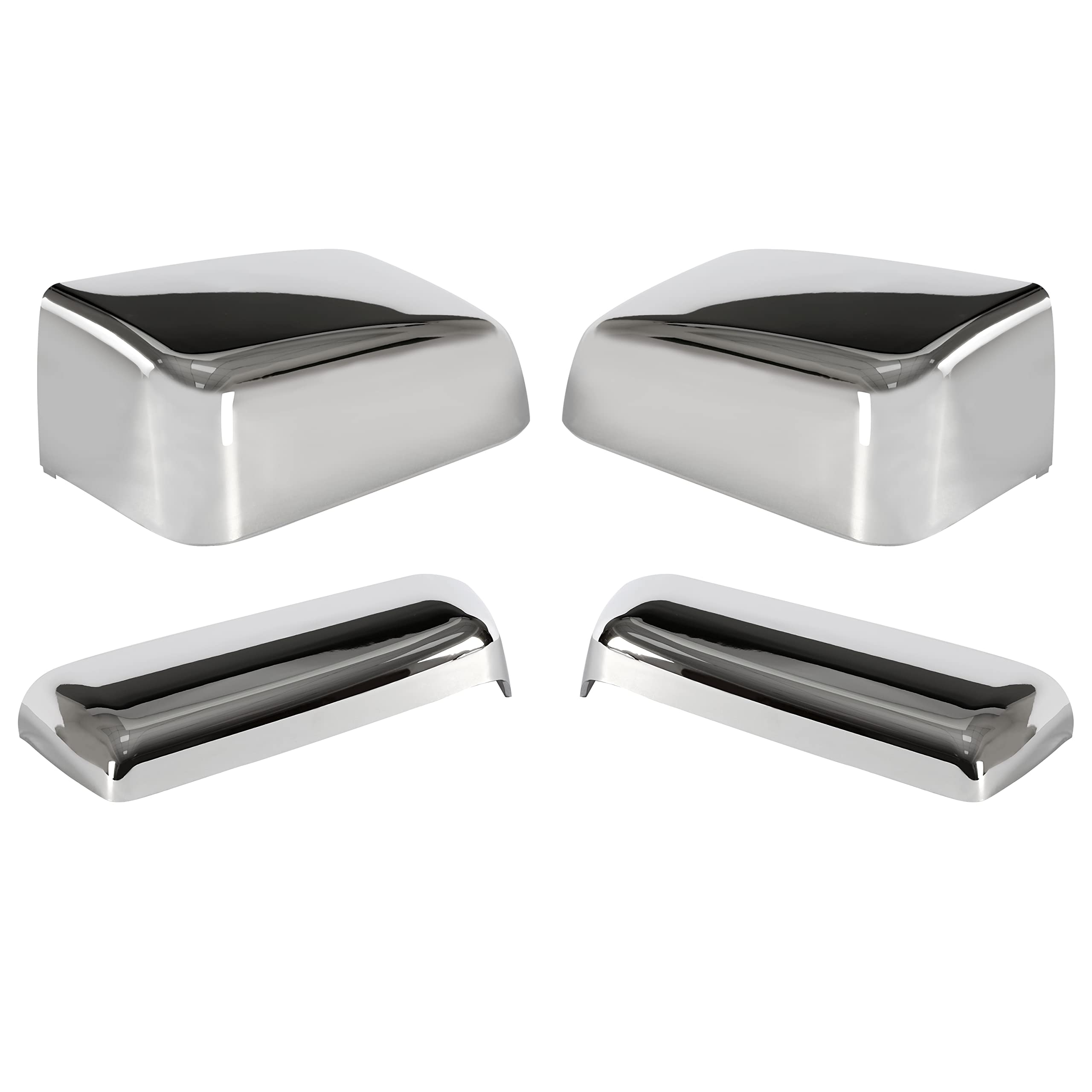 ECOTRIC Chrome Tow Mirror Cap Cover Compatible with 2014-2019 GM Chevy Silverado GMC Sierra Pickup Truck Replacement For 23444125, 23444126, 23444119, 23444120 Pair Triple Chrome Plated