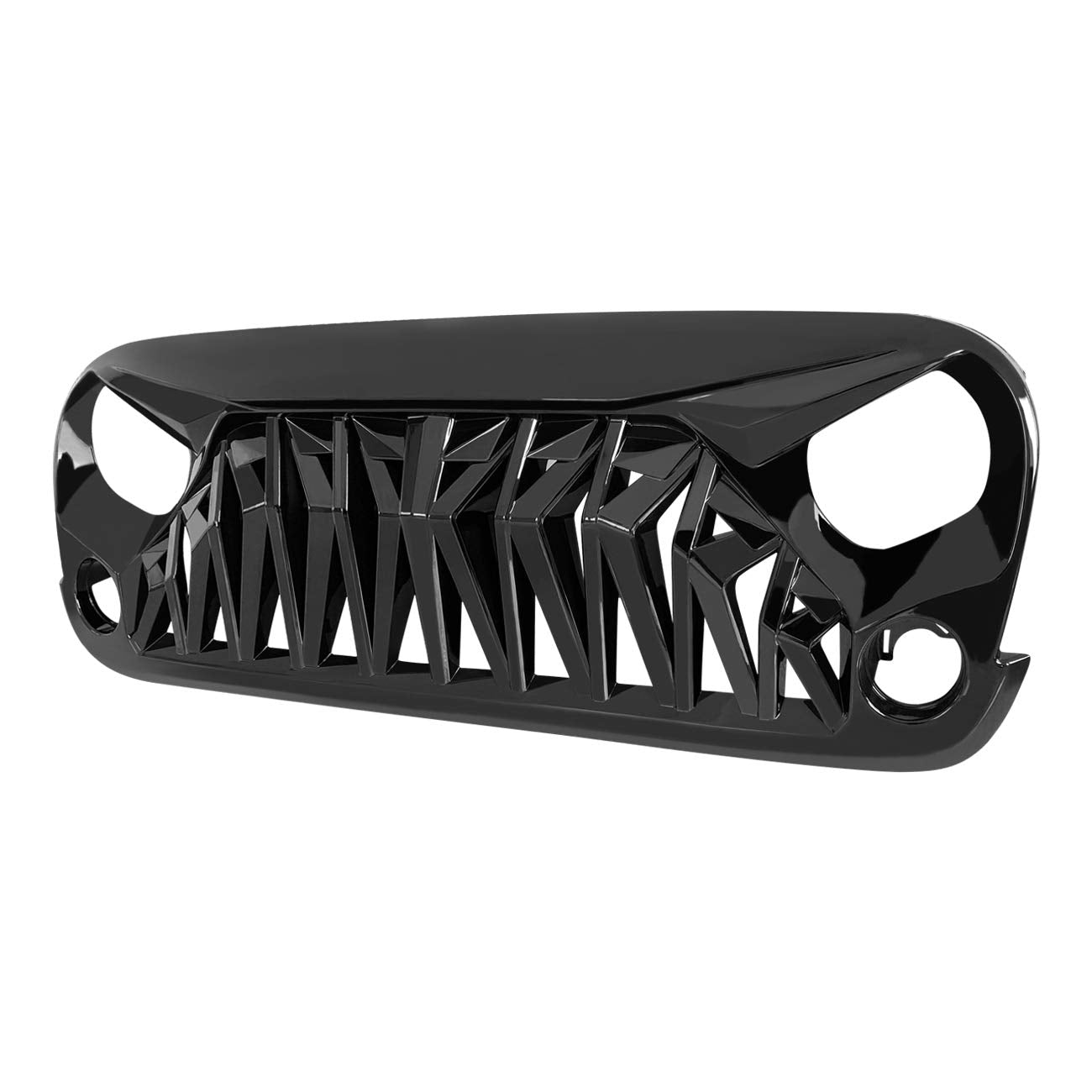 Icars Glossy Black Shark Grill Front Cover For 2007-2018 Jeep Wrangler Jk Jku Accessories & Unlimited, Abs