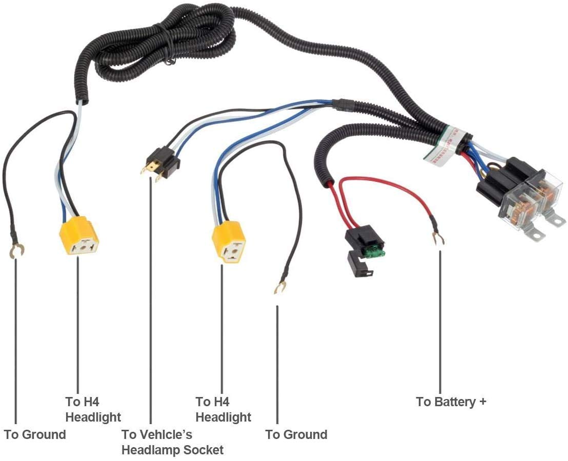 Partsam 1Set H4 Headlight Relay Harness Kit For 7X6 5X7 H6054 Headlights Heat Ceramic Wiring Harness Compatible With Pickup Headlights 88-95, Tacoma 95-97 Fix Dual Ground Problem