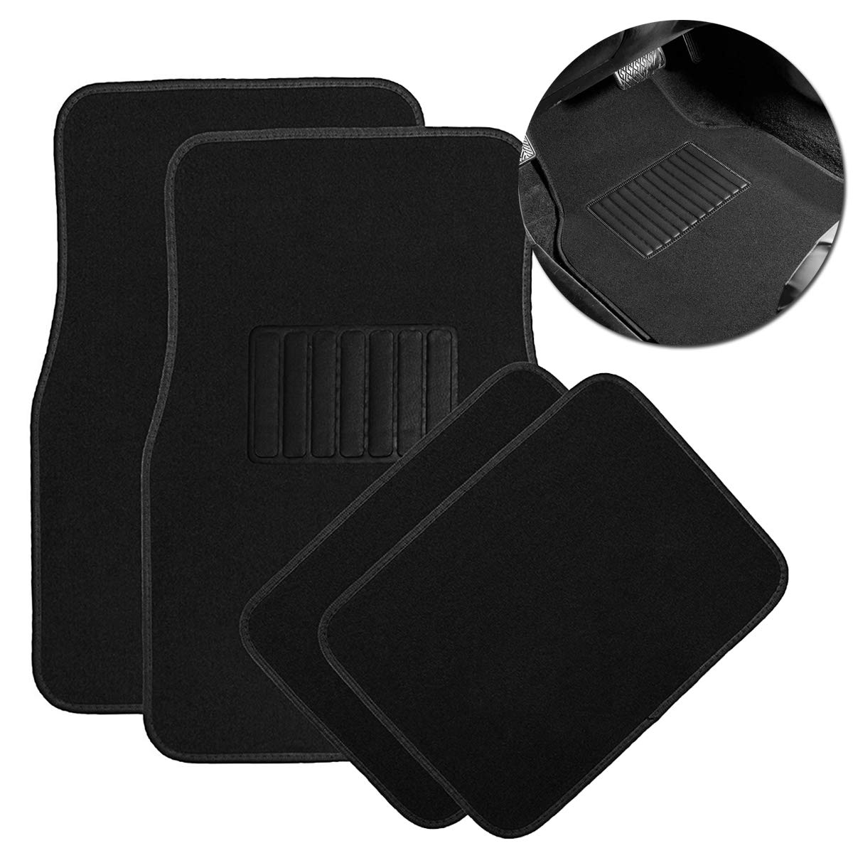 VaygWay Carpet Floor Mat for Car - Premium Quality 4 Piece Heavy Duty Set - Automotive Universal Fit Floor Mats for Cars, SUV, T