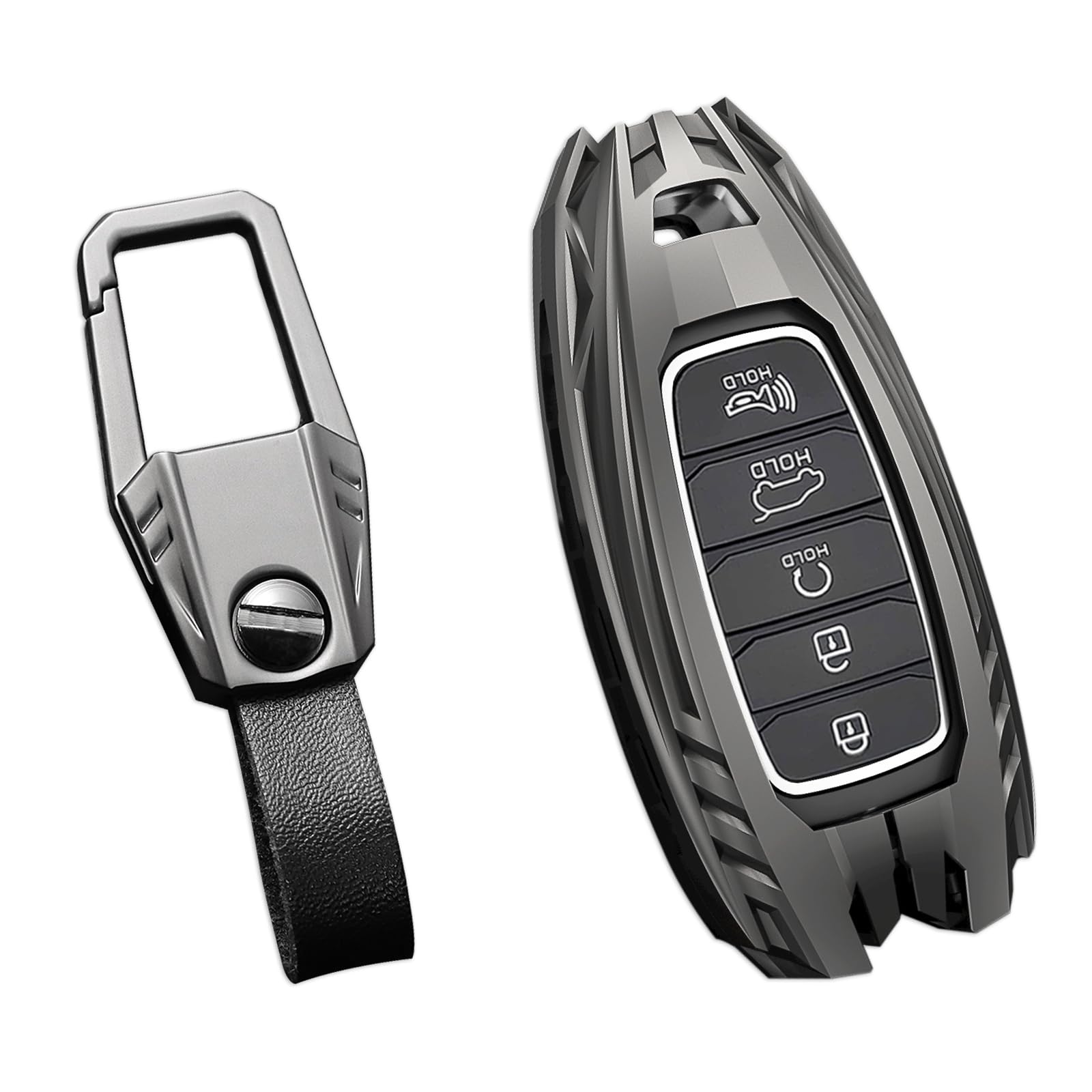 Ocezbiis For Hyundai Key Fob Cover,Keychain,Zinc Alloy Protection Car Key Case For Palisade Elantra Kona Veloster Solaris Azera