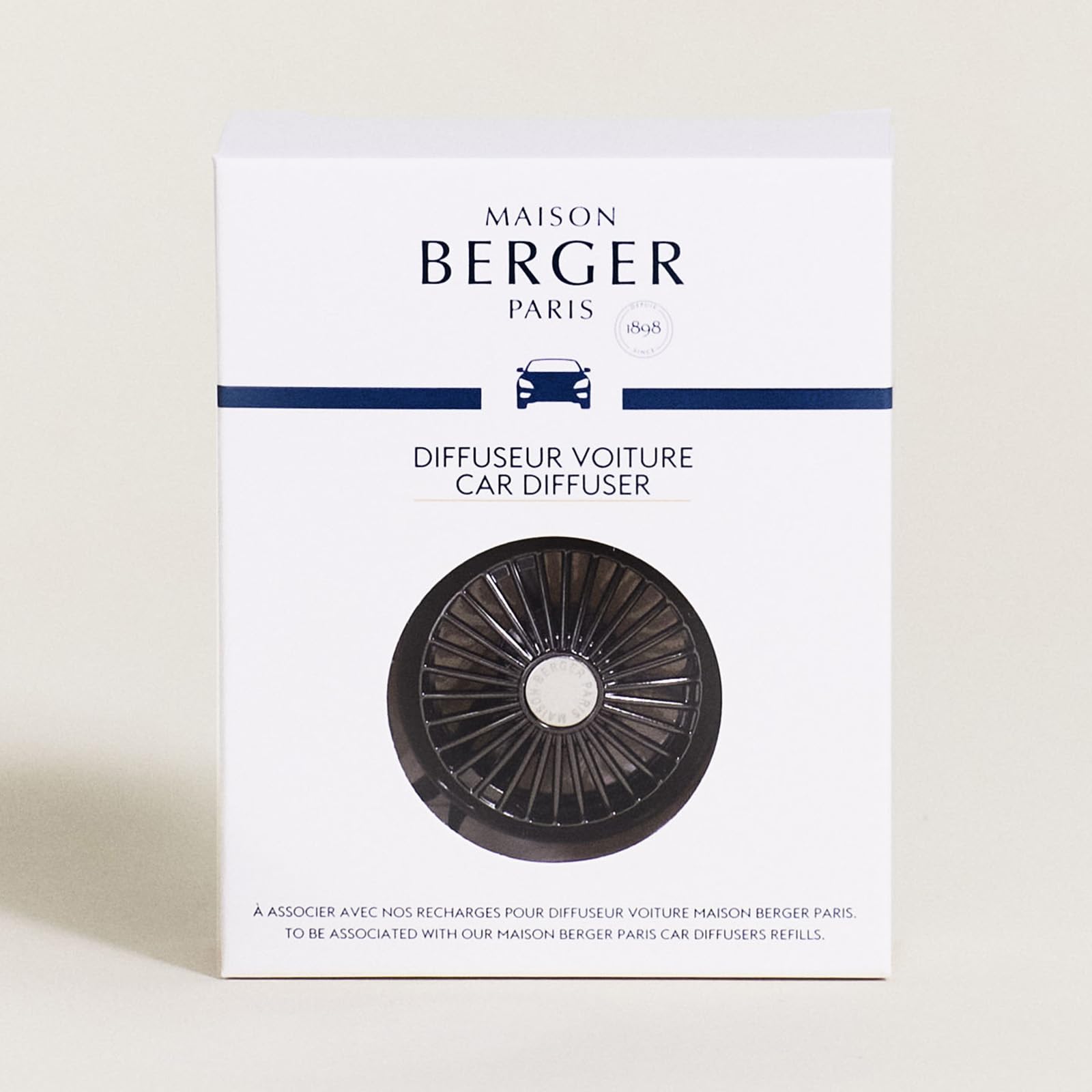 Maison Berger - Refillable Car Air Freshener Vent Clip Diffuser Set - 1.75'' Diameter X 1.25'' Depth - Made In France (Gun Metal