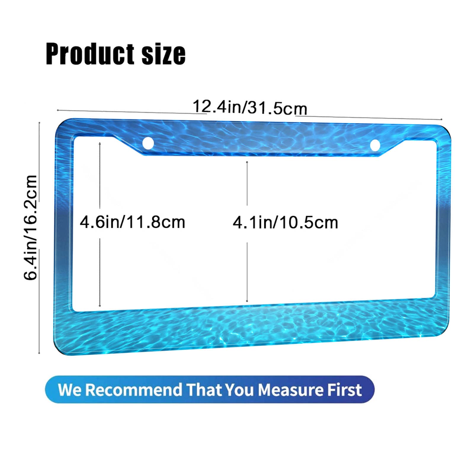 HOSNYE Underwater License Plate Frame Ocean Bottom and Surface Deep Sea Metal License Plate Cover Front Plates Frames Car Tag Fr