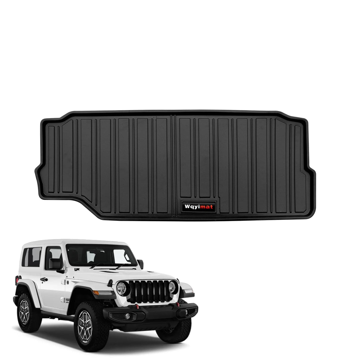 Wqyimat Custom Trunk Mat for 2018-2025 Jeep Wrangler JL 2 Door Cargo Liner Accessories All Weather TPE Rubber Protection Mat (fo