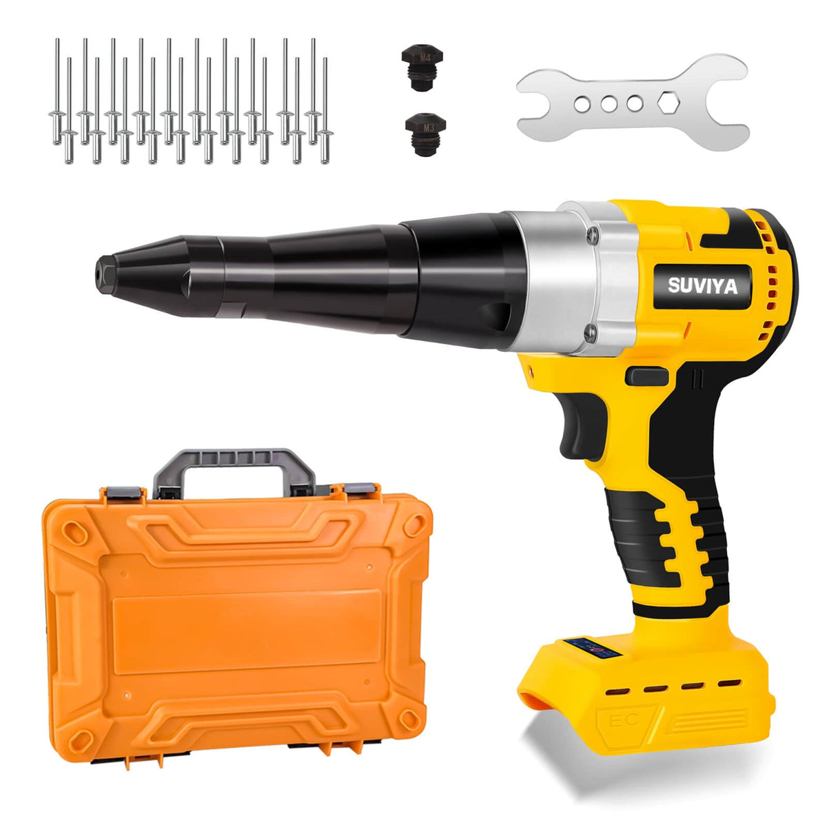 SUVIYA Cordless Rivet Gun Compatible with Dewalt 20V Max Battery(No Battery), Electric Rivet Gun Kit with a kitbox, Brushless Bl