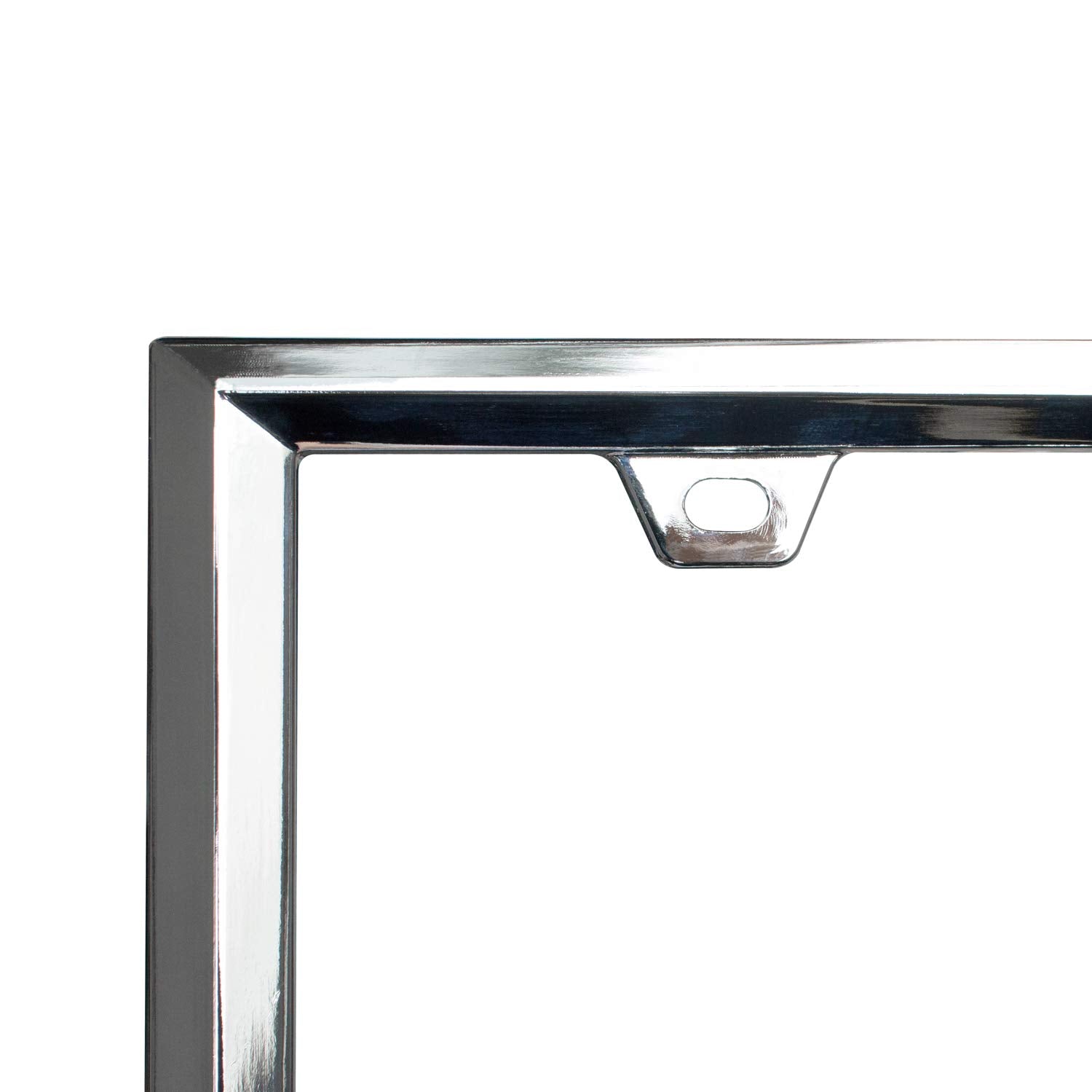 Creathome 3D Chrome License Plate Frames, Pure Zinc Alloy Metal With Triangle Patterne