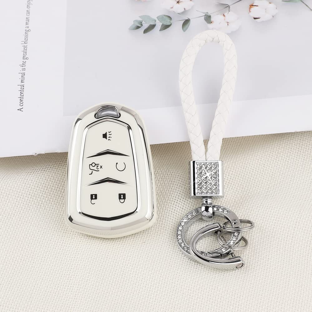 Pifoog Key Fob Cover For Cadillac Srx Cts Ct6 Xts Xt5 Xt6 Xt4 Ats Accessories Tpu 5 Button Keys Case Shell Protecor Glitter Car