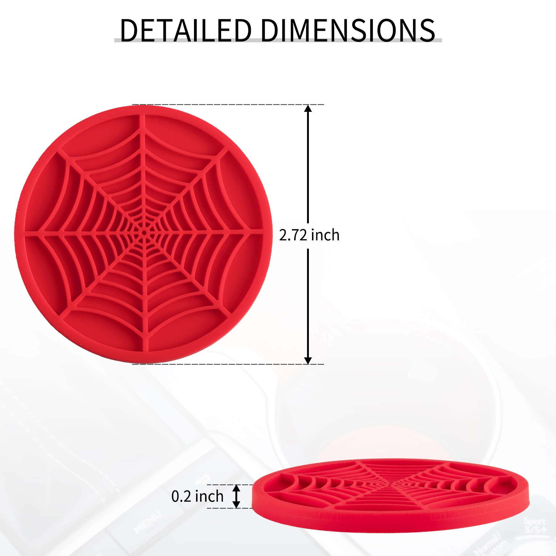Alpmosn 4Pcs Spider Web Car Coasters For Cup Holders, Halloween Funny Non-Slip Silicone Insert Ornaments Coasters, Automotive Cu