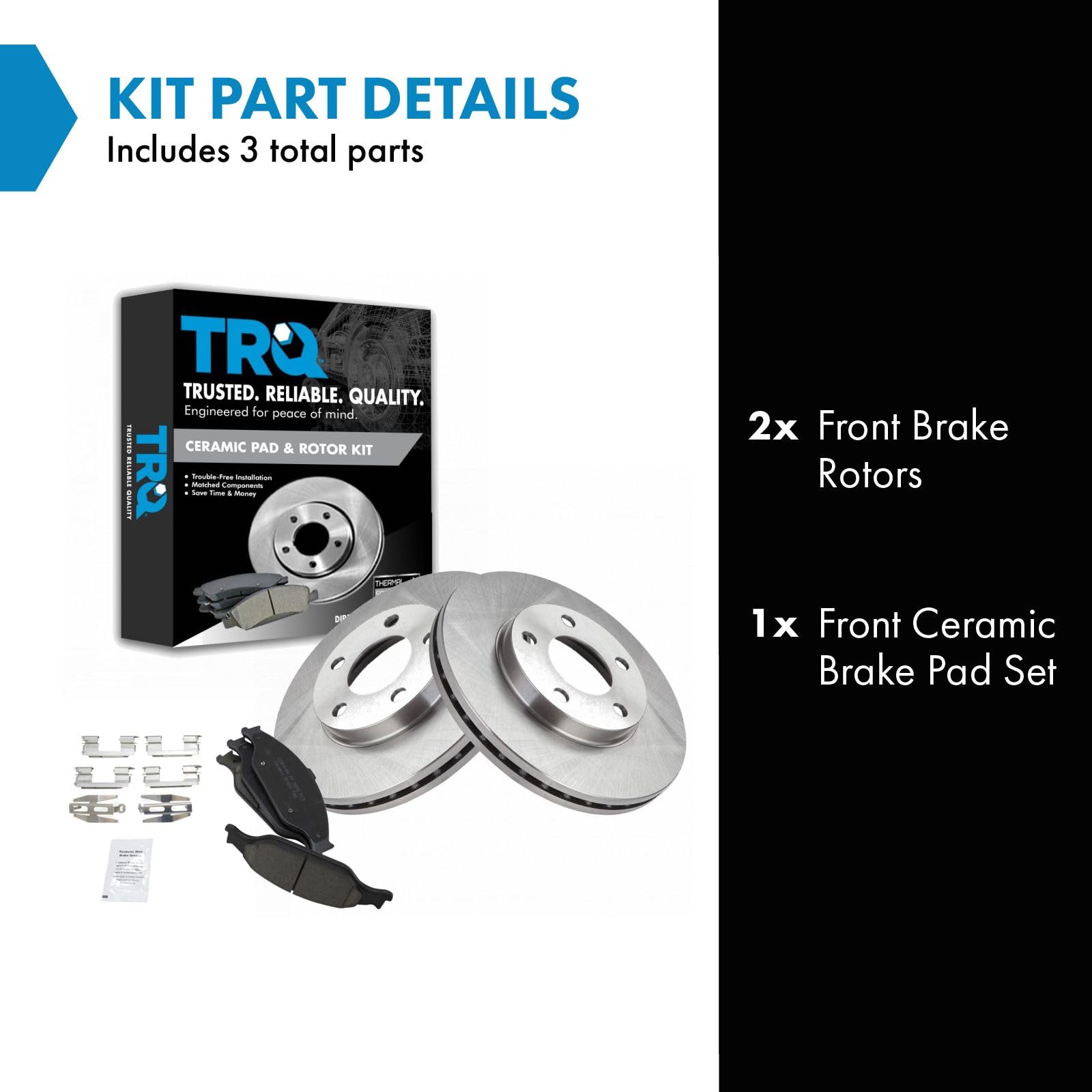 Trq Front Brake Pad & Rotor Kit Brake Pads Brake Rotor Ceramic Compatible With 1999-2004 Ford Mustang