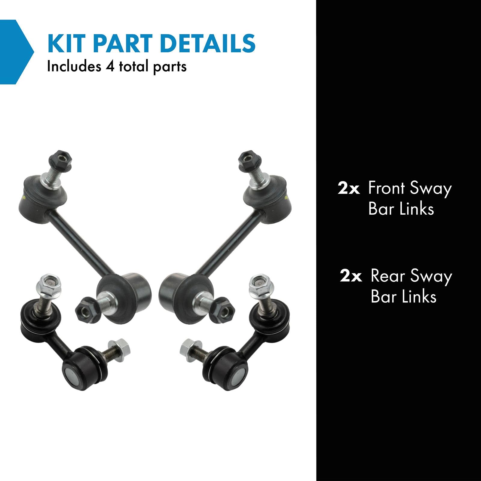 Trq Front & Rear Sway Bar Stabilizer Link Set Compatible With 2008-2012 Infiniti Ex35 2013 Ex37 2011-2012 G25 2007-2008 G35 2009