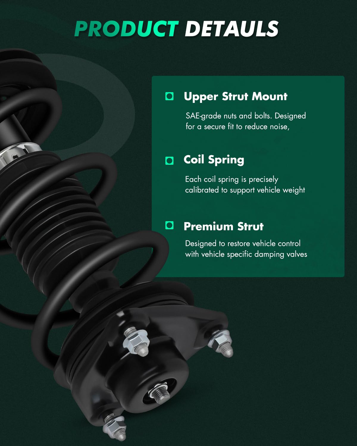 Scitoo Front Complete Struts Spring Assembly Shocks Struts Fits For Hyundai Sonata 2013-2014 With 1333505L 1333505R - Set Of 2