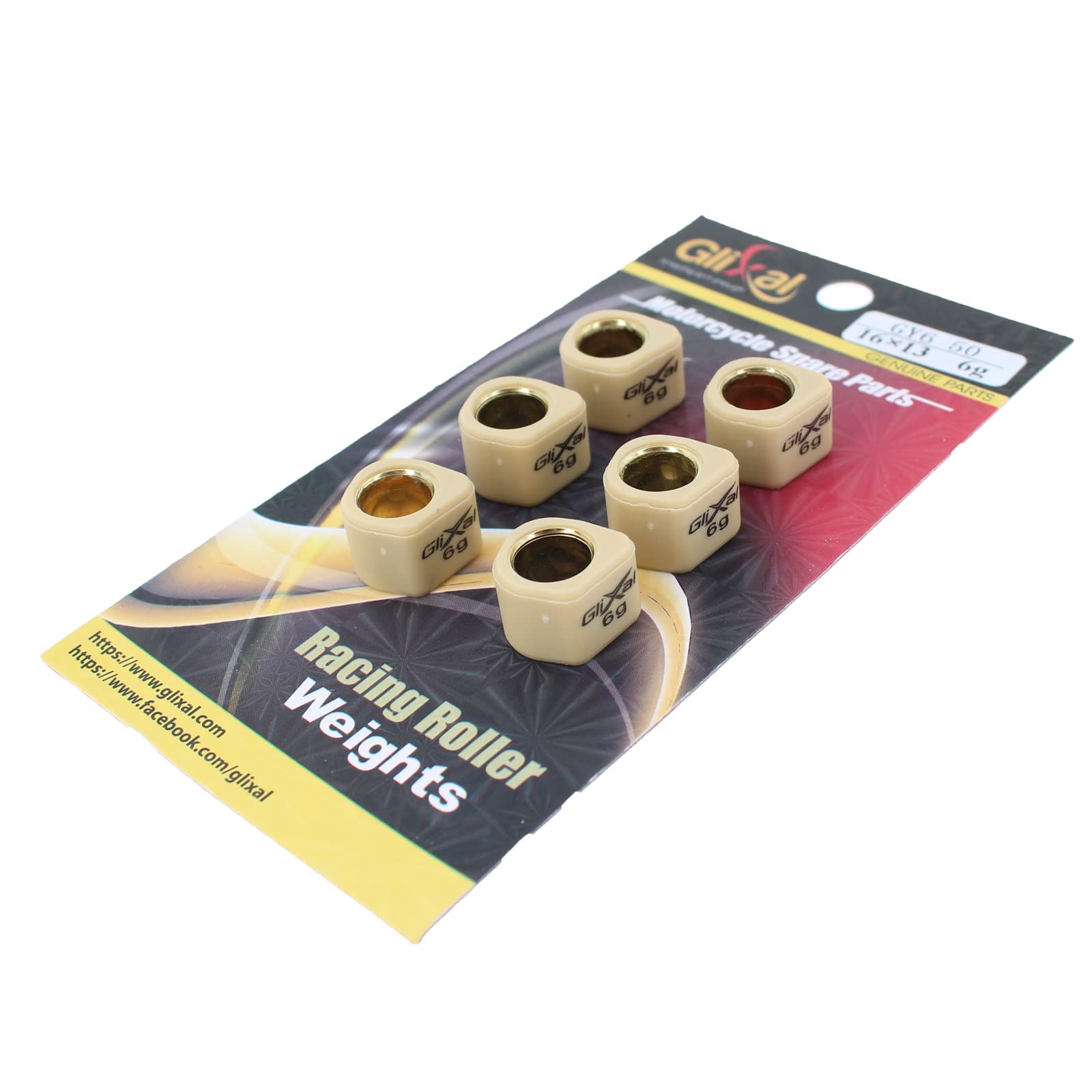 Glixal 16X13Mm High Performance Polygon Variator Sliders, Racing Sliding Roller Weights 139Qmb Gy6 50Cc - 100Cc Scooter Moped Atv (6 Gram)