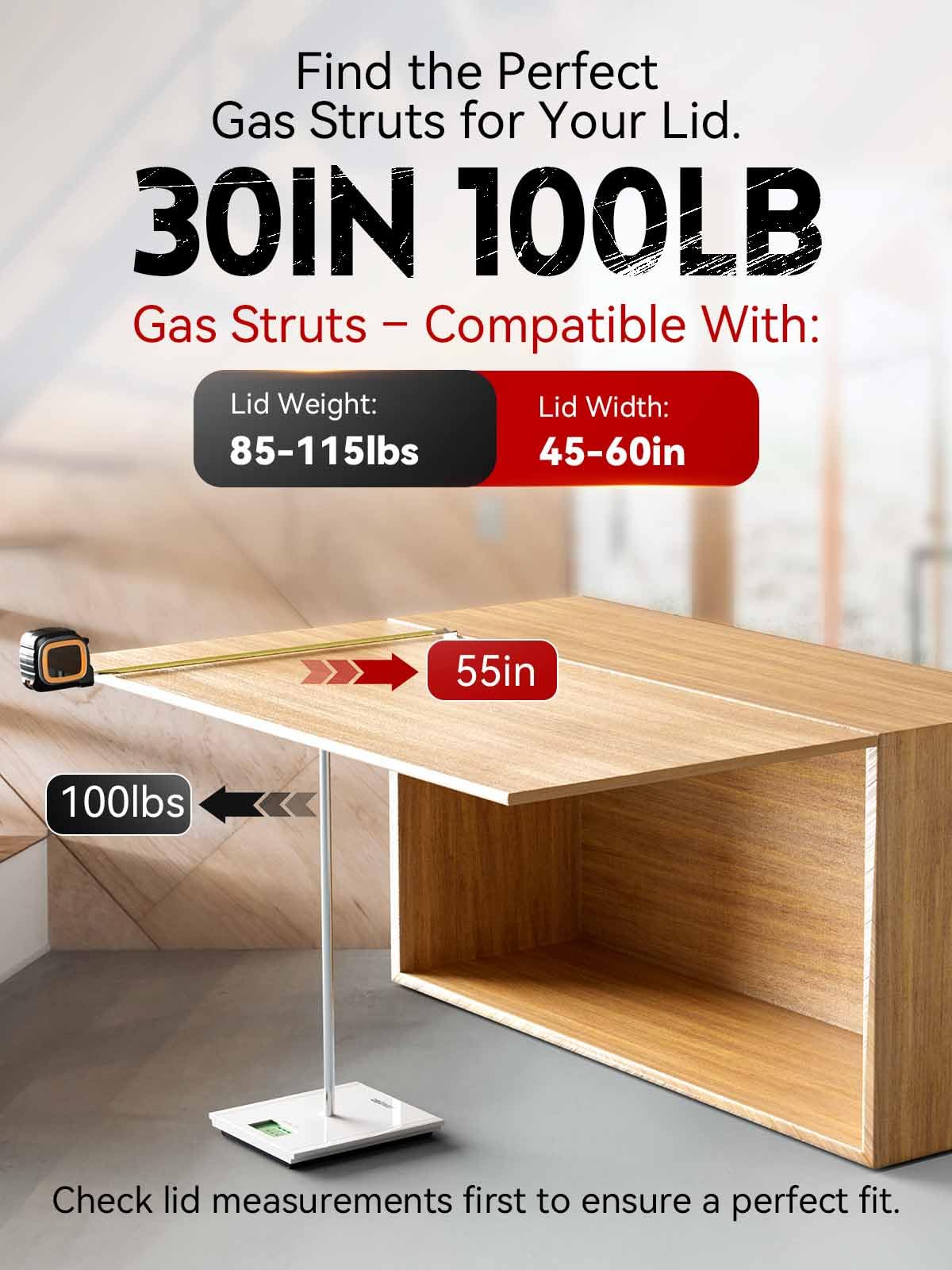 Vepagoo 30 Inch Gas Struts 100Lb/445N Shock With Mounting Brackets, Lift Supports For Rv Bed Storage Travel Trailer Truck Bed Co