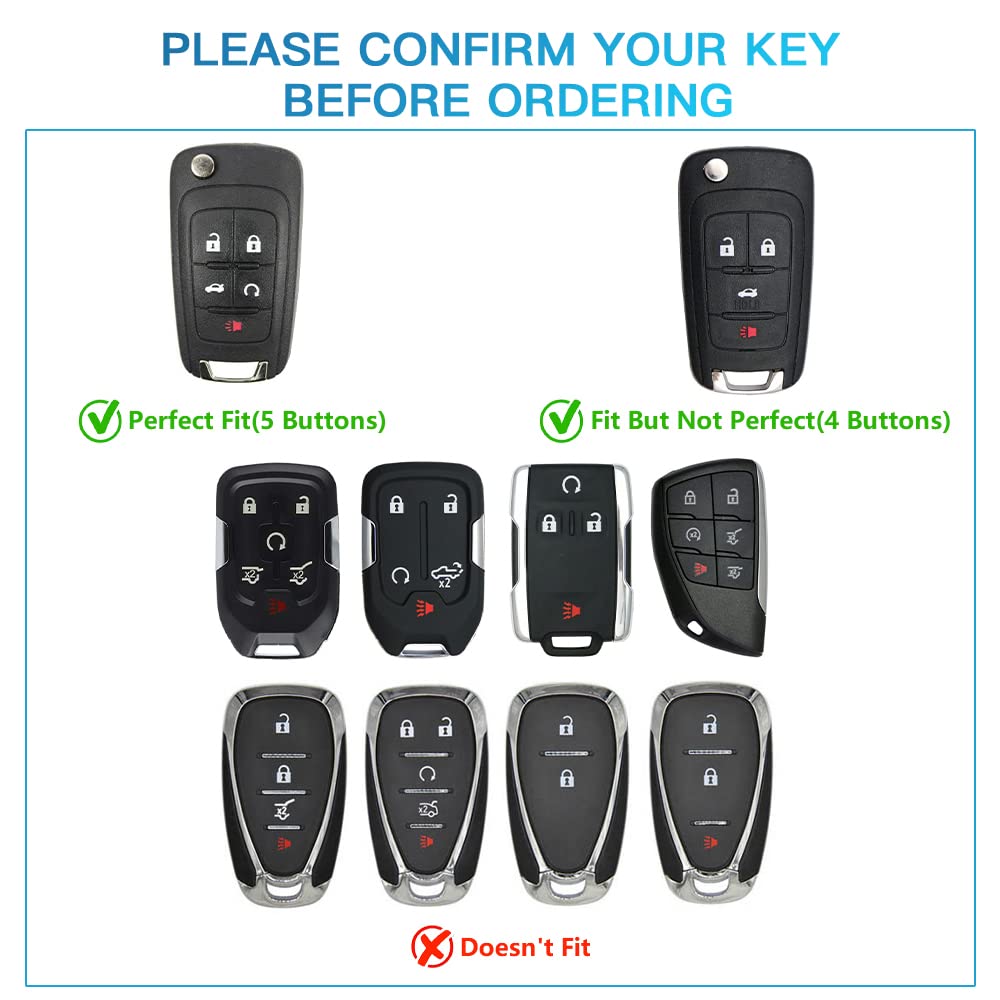 1797 For Chevy Chevrolet Key Fob Cover Malibu Camaro Cruze Equinox Impala Accessories Bling Car Remote Key Chain Case Shell Protector 5 Button Girly Cute White Silver Tpu