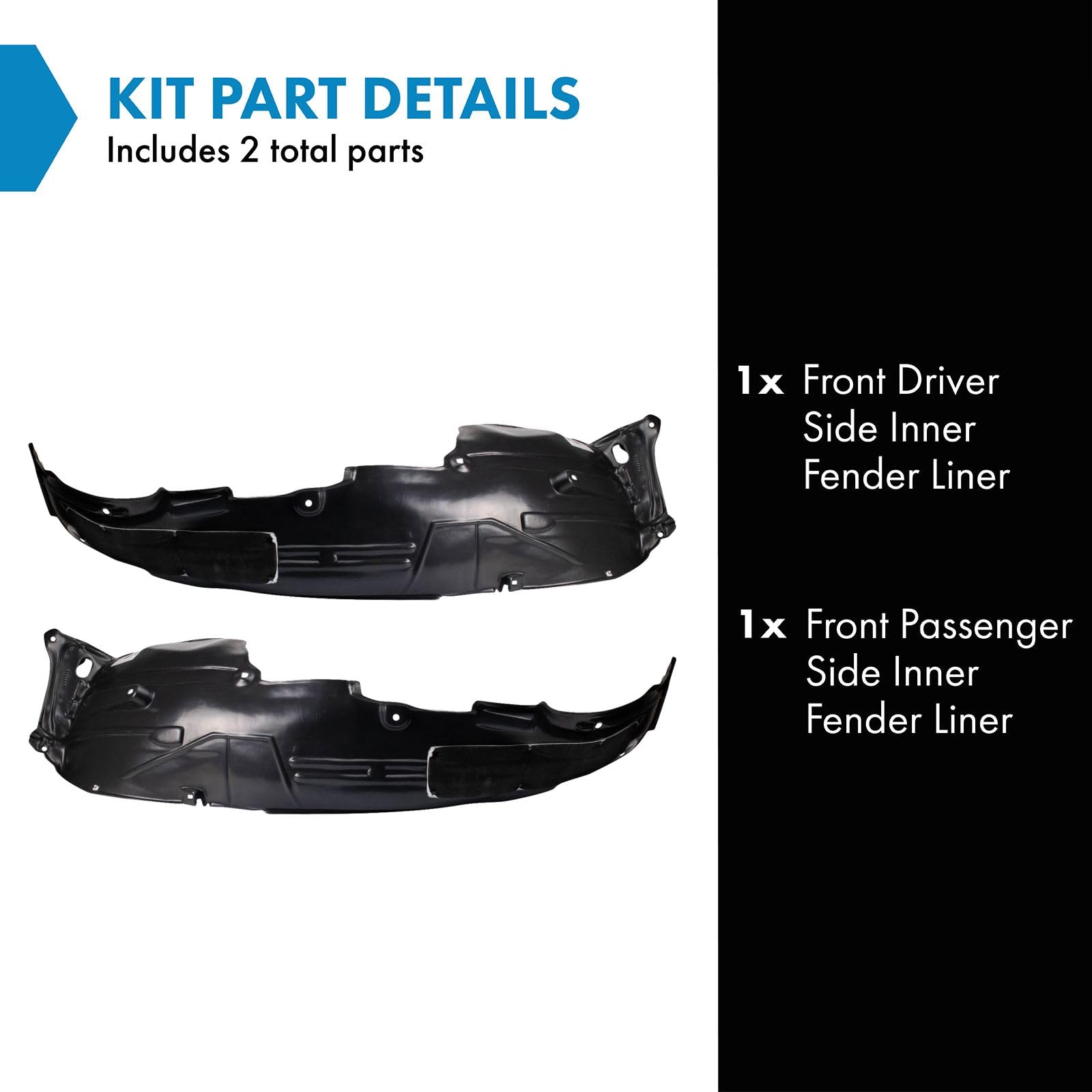 Trq Front Inner Fender Liner Set Compatible With 2013-2015 Acura Rdx Ac1248129 Ac1249129