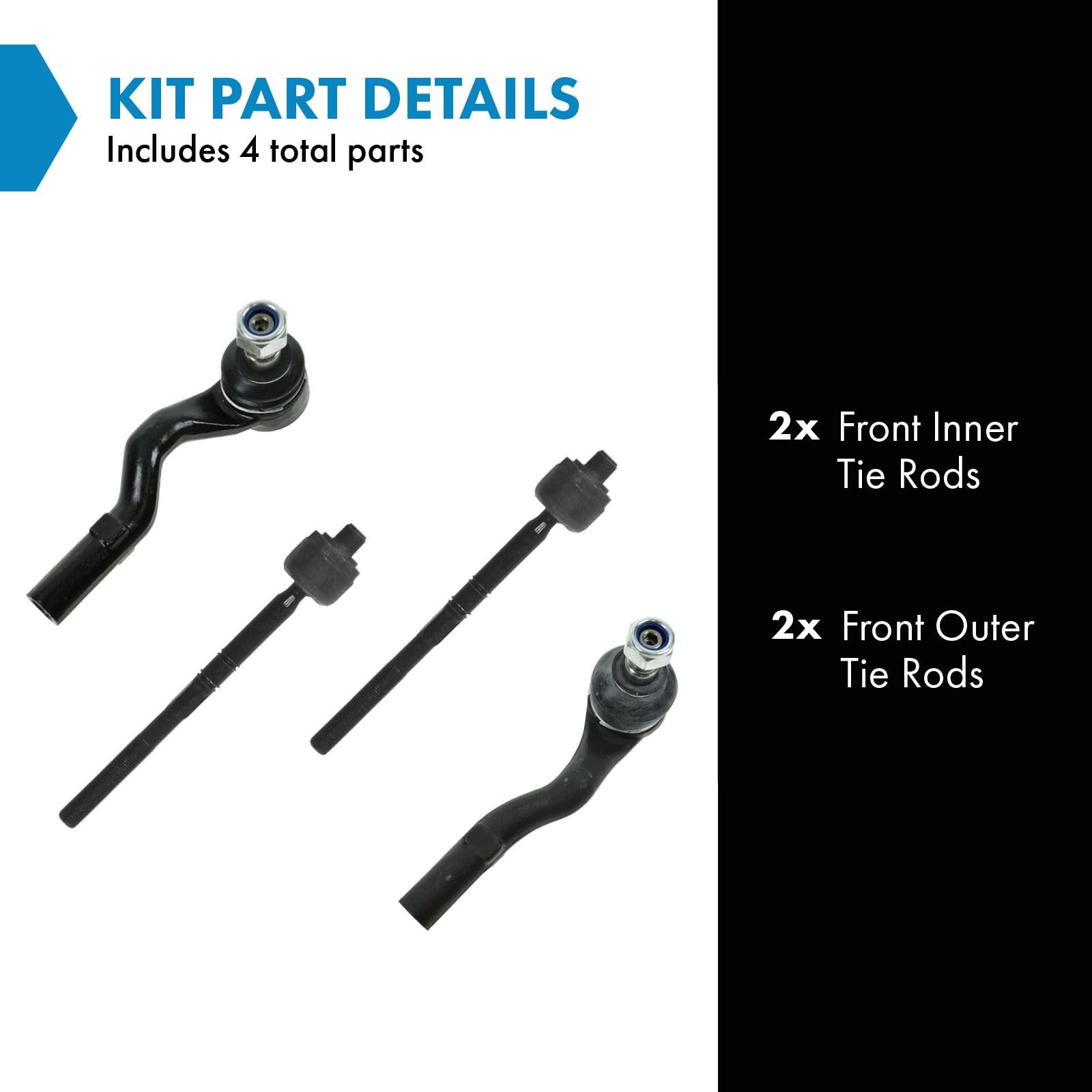 Trq Front Tie Rod Set Compatible With 1996-1999 Mercedes-Benz E300 1996-2003 E320 1997 E420 1998-2002 E430 1999-2002 E55 Amg