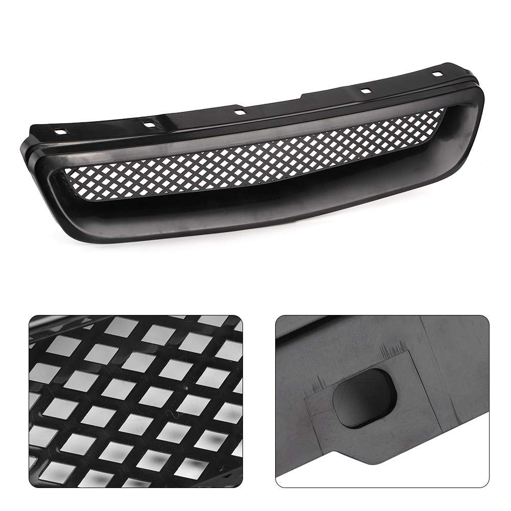 Kimiss Front Hood Bumper Grille Intake Mesh Abs Black Grill Fits For Honda Civic 1999-2000