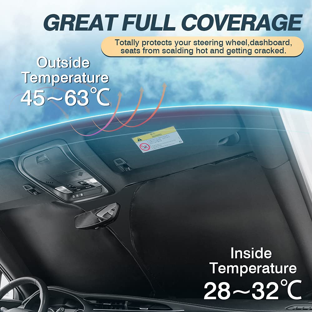 Cartist Windshield Sun Shade Fits For Dodge Caravan Mini Van 2010-2020, (Not For Dodge Grand Caravan) Foldable Window Sunshade F