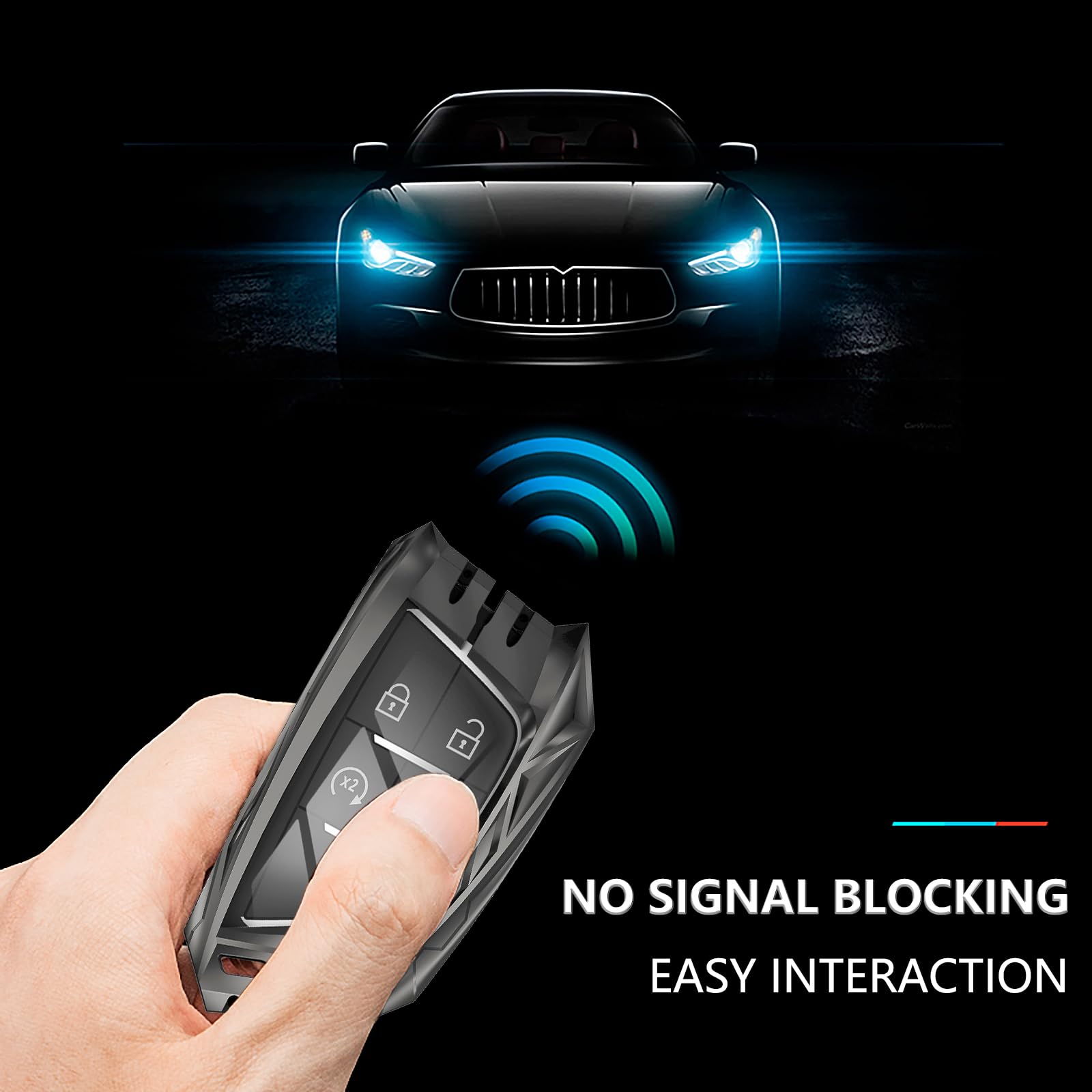 Ocezbiis For Cadillac Key Fob Cover,Keychain,Zinc Alloy Protection Car Key Case For Escalade Esv Ct4 Ct5 Ct6 Cts Xt6 Corvette C8