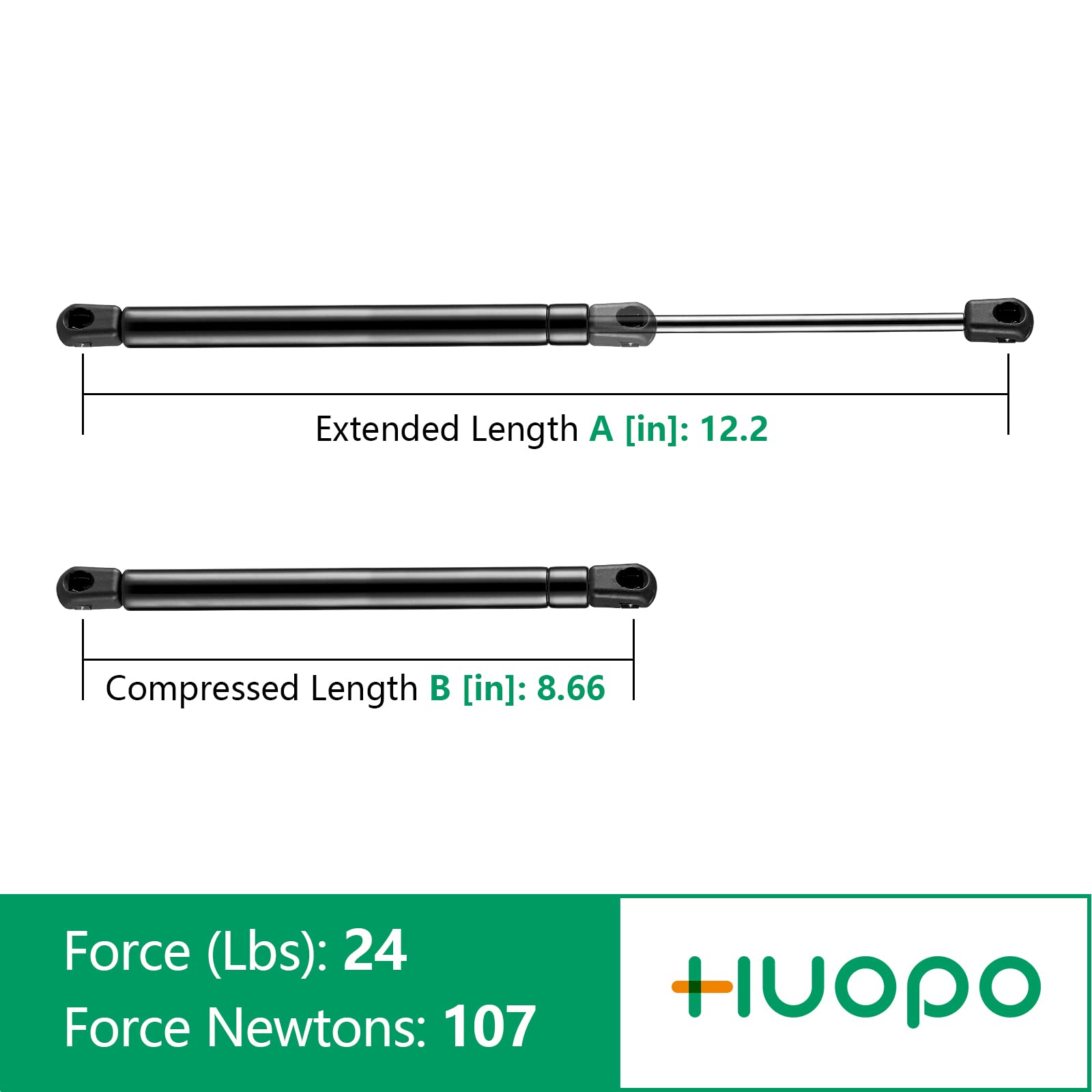 C16-03795 12 Inch 24Lb/107N Gas Struts Shocks Spring Lift Support For Leer Camper Shell Topper Rear Windows Door Truck Cap Toolbox Canopy Struts Replacement Part, Sg459002 C1603795, Set Of 2 By Huopo