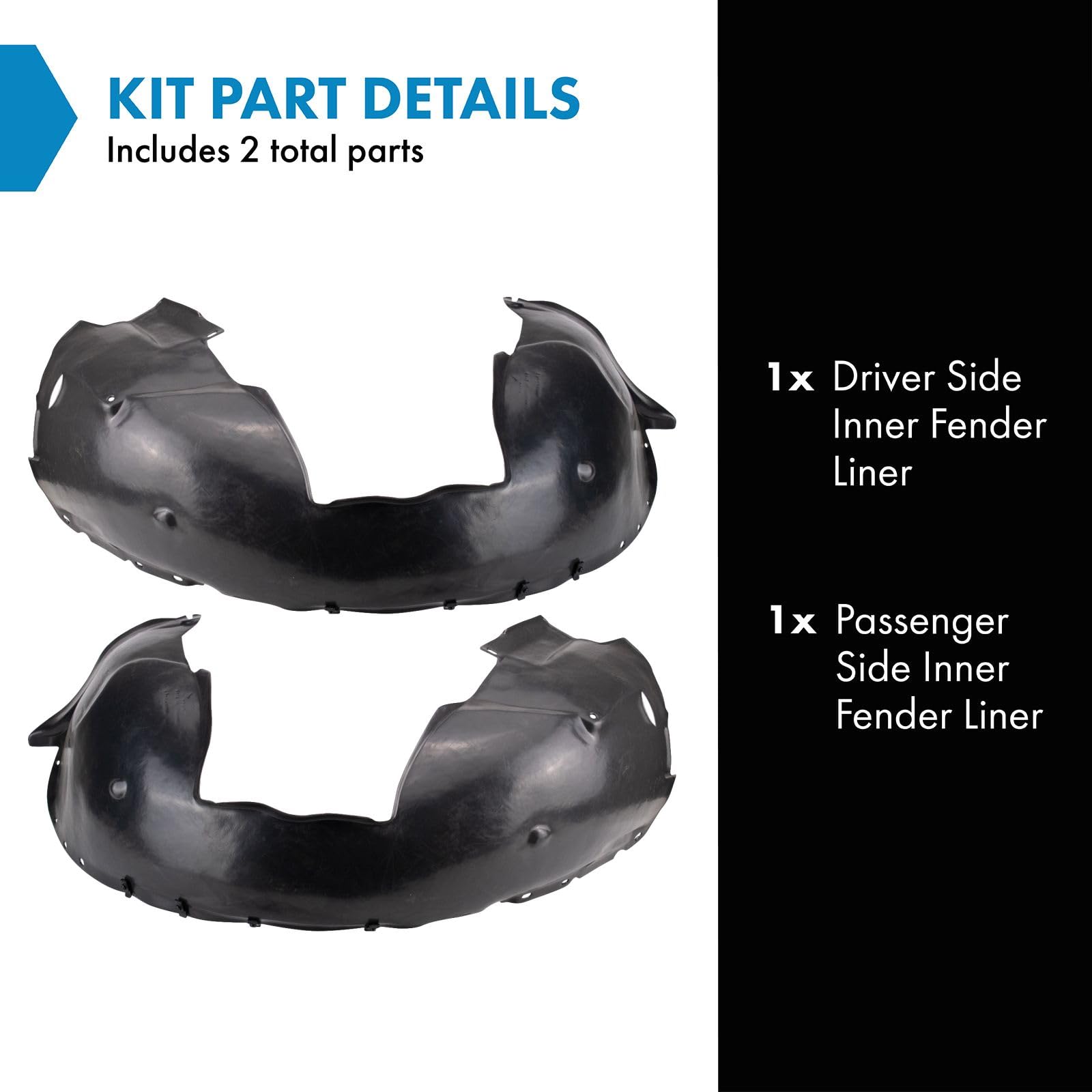 Trq Inner Fender Liner Set Compatible With 2001-2009 Volvo S60 2001-2007 V70 Vo1248105 Vo1249105