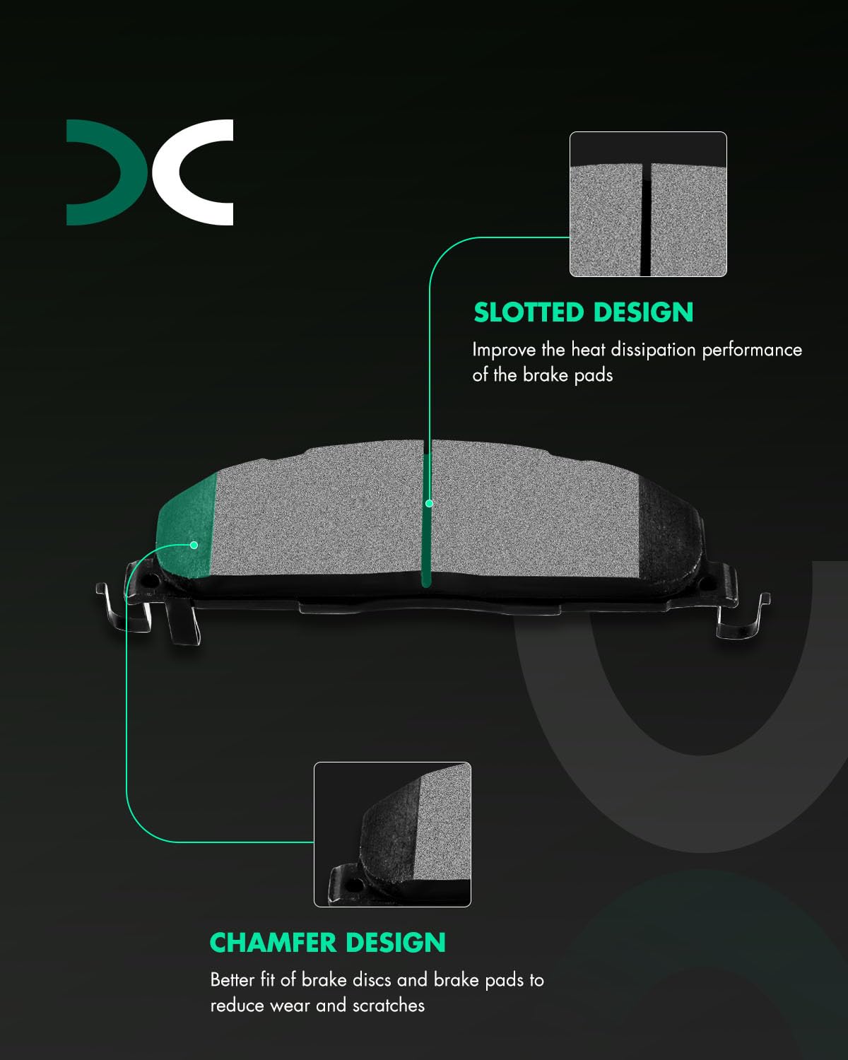 SCITOO Disc Brake Pads Kits D1400-8508 Semi Metallic Rear Brake Pads Set Fit For Dodge For Ram 2500 2009-2010,For Dodge For Ram