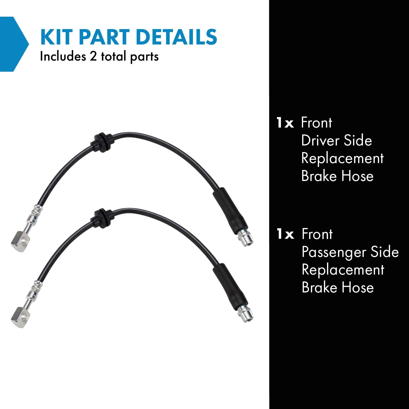 Trq Front Brake Hose Set Compatible With 2010-2016 Buick Lacrosse 2011-2017 Regal 2014-2018 Chevrolet Impala 2013-2016 Malibu 20