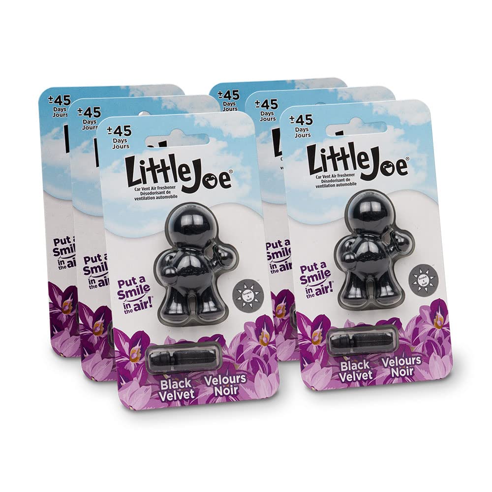 Stoner Car Care Little Joe Black Velvet Scent Car Air Freshener, Pack of 6, Clips to A/C Vent, Alcohol-Free, Non-Toxic