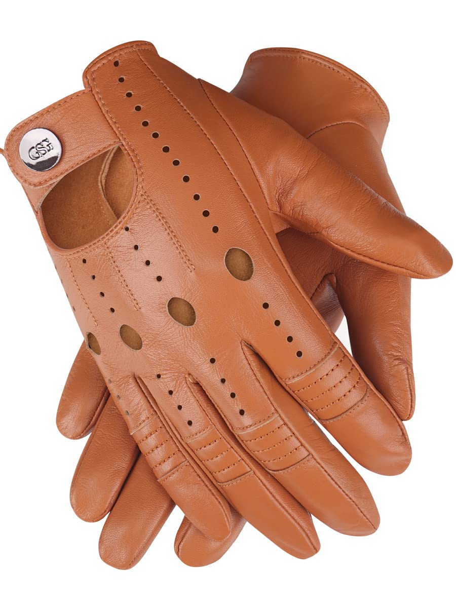 GSG Men Leather Gloves Yellow Driving Cycling Touchscreen Motorcycle Unlined Glo WBCARB08SM6HGHD