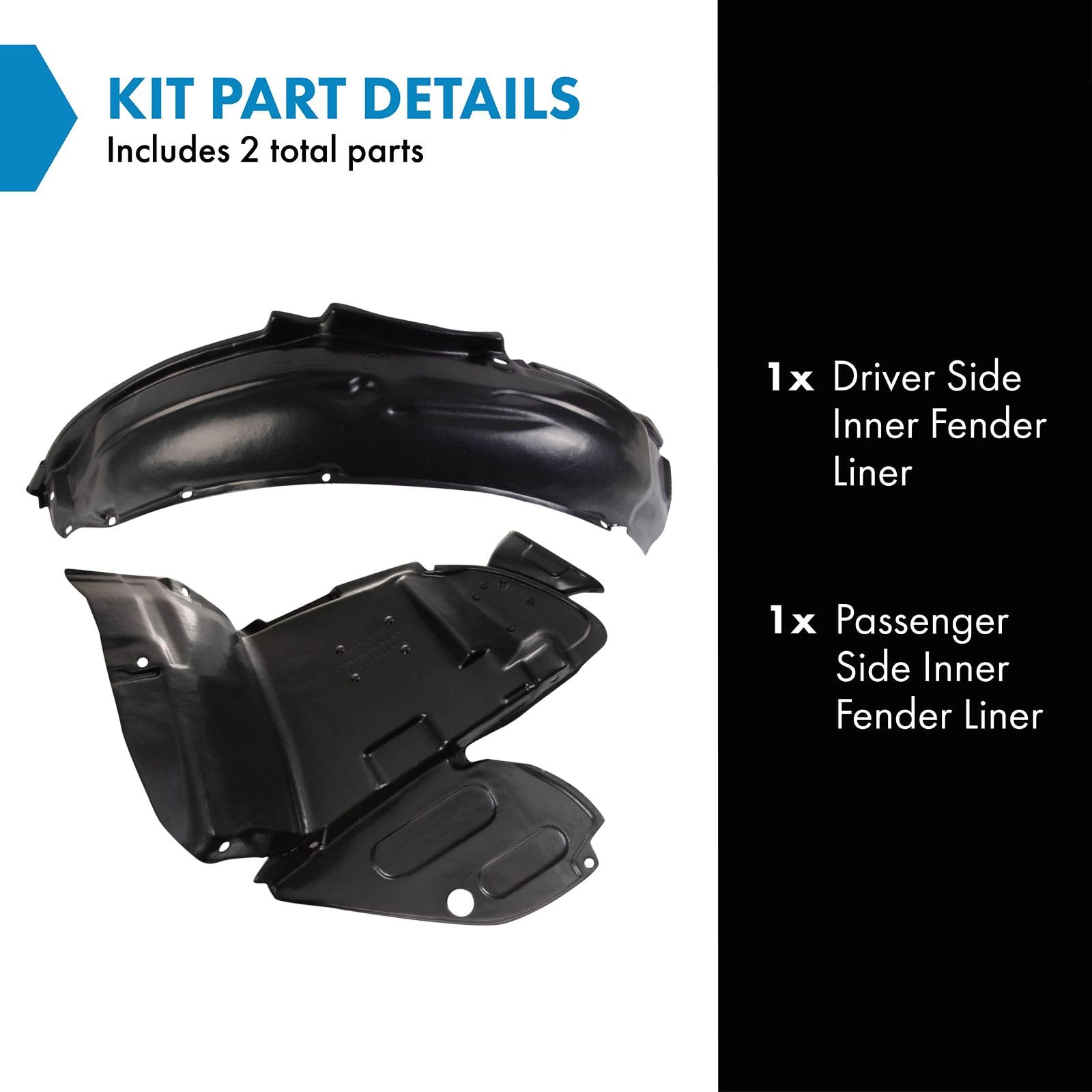 Trq Inner Fender Liner Set Compatible With 1998-2001 Subaru Impreza Su1248114 Su1249101