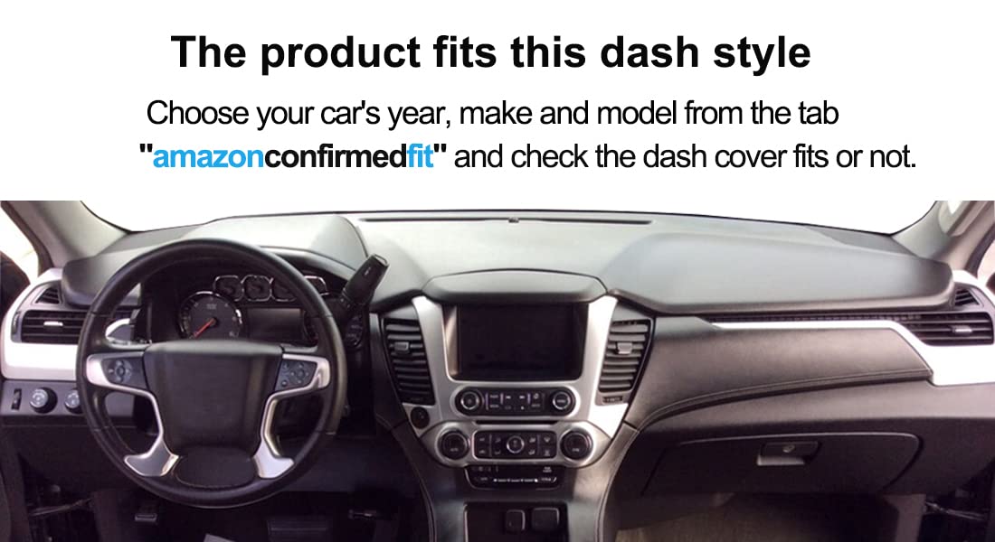 Yiz Dashboard Mat Dash Cover Custom Fit For 2015-2020 Chevy Chevrolet Tahoe Suburban/Gmc Yukon Without Forward Collision Alert,