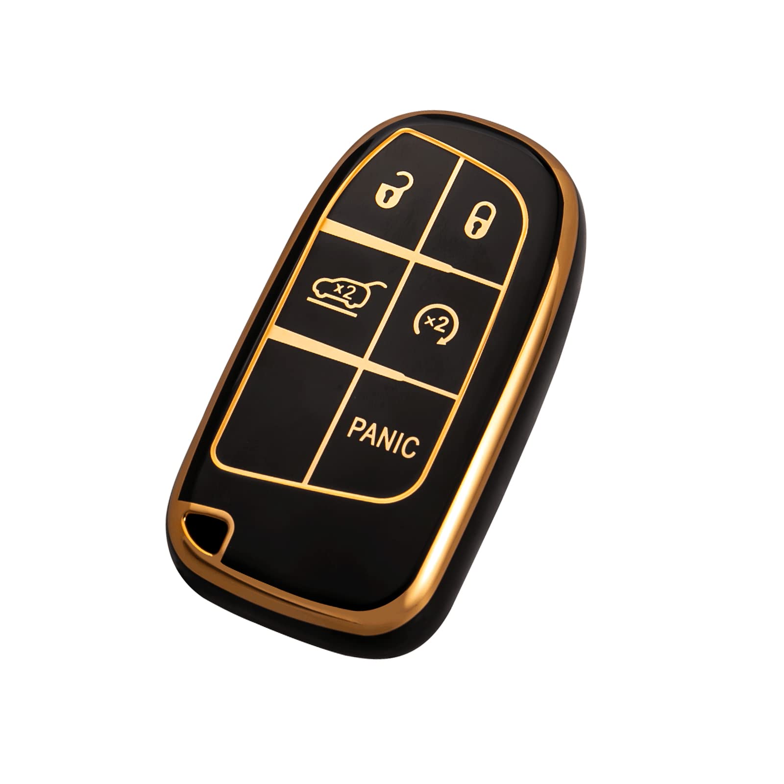 Offcurve For Jeep Dodge Key Fob Cover, Soft Tpu Protection Key Cover Case Compatible With Jeep Grand Cherokee Renegade Chrysler 200 300 Dodge Journey Fiat Durango Challenger Smart Key Holder, Black