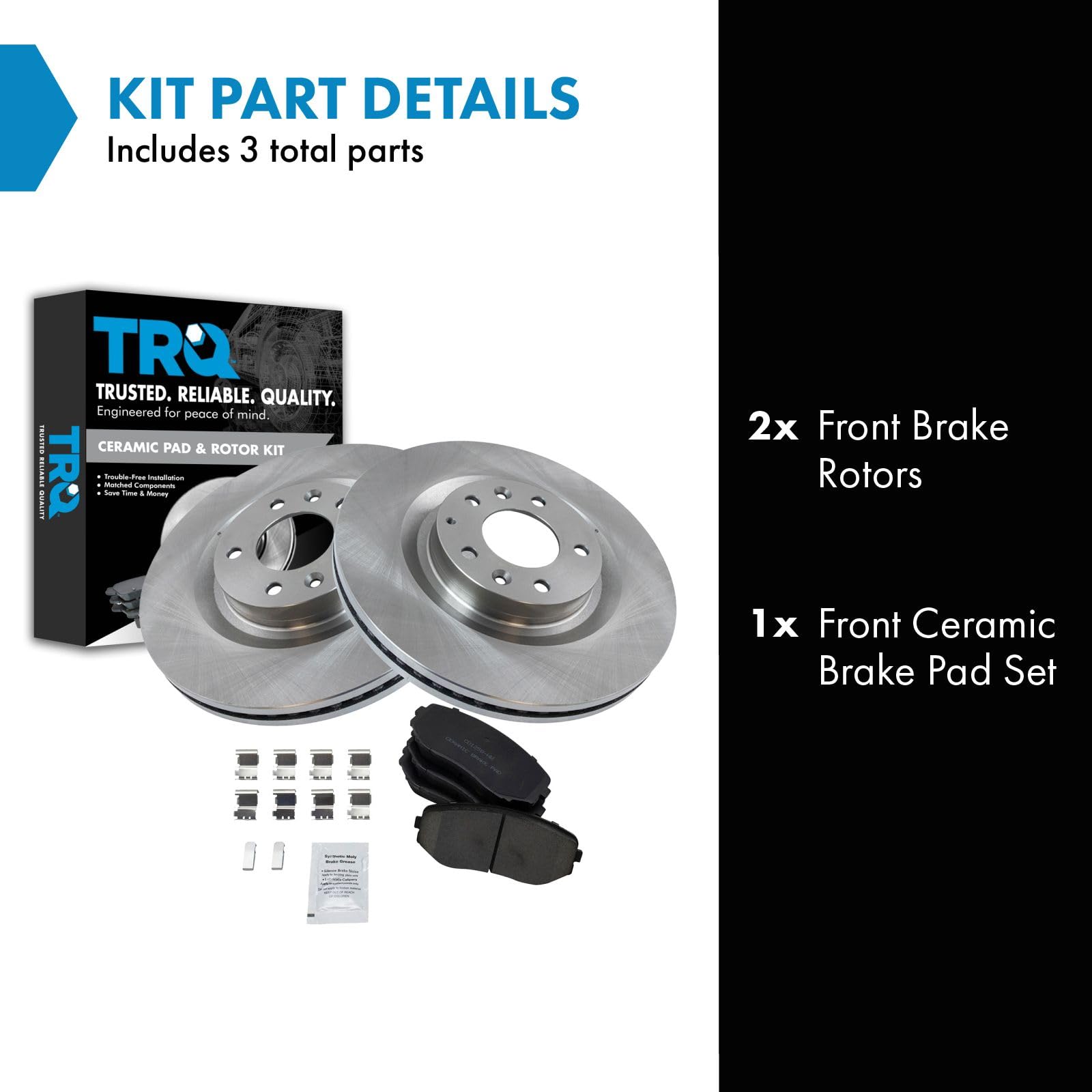 Trq Front Brake Pad & Rotor Kit Brake Pads Brake Rotor Ceramic Compatible With 2007-2015 Mazda Cx-9
