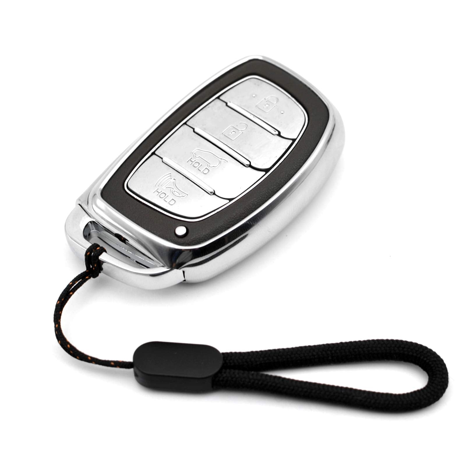 Mechcos Fit For Hyundai Elantra Ioniq Sonata Tucson Elantra Gt Smart 3 4 Buttons Silver Tpu Key Fob Cover Case Remote Holder Skin Protector Keyless Entry Sleeve Accessories, Not Fit Flip/Folding Key