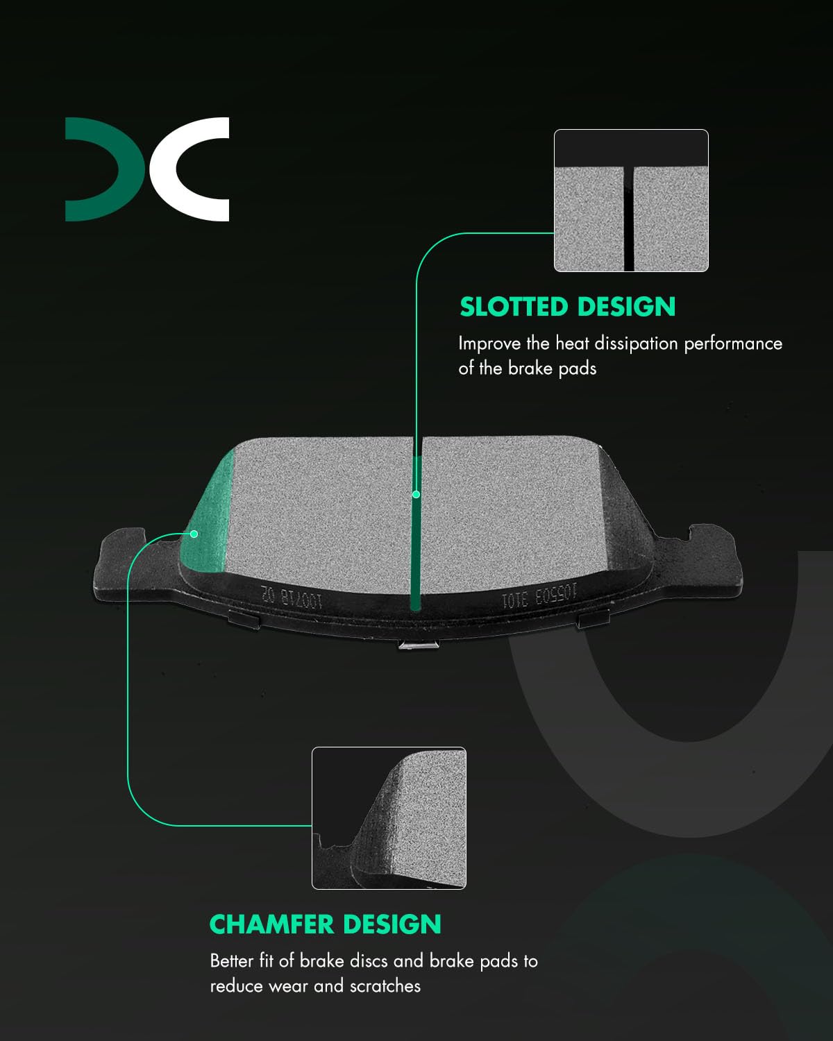 SCITOO Disc Brake Pads Kits D1645-8873 Semi Metallic Front Brake Pads Set Fit For Ford For Escape 2013-2017,For Ford For Transit