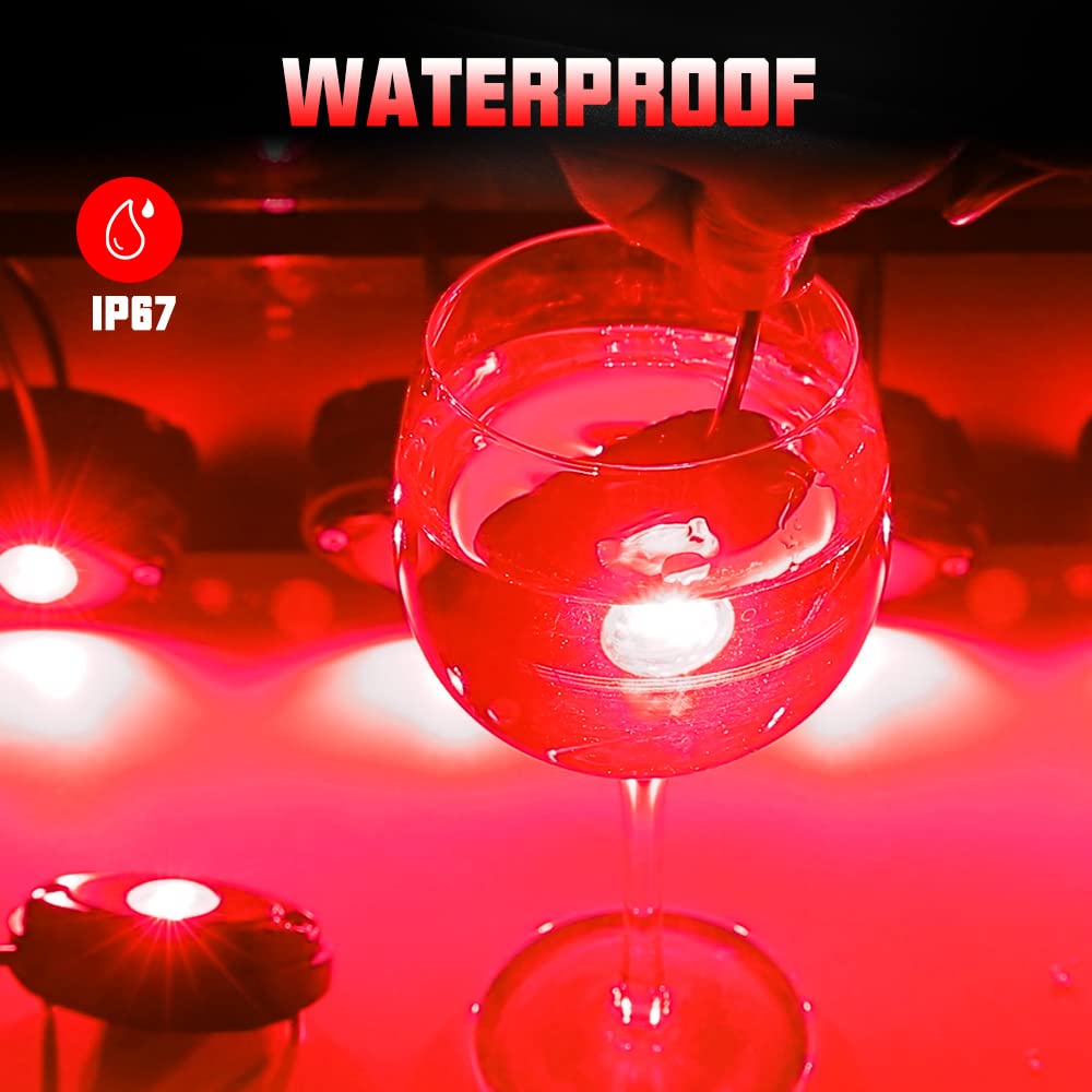 Sunpie 12 Pods Red Rock Lights Kits For Off Road Truck Car Atv Suv Motorcycle Under Body Glow Light Lamp Trail Fender Lighting,