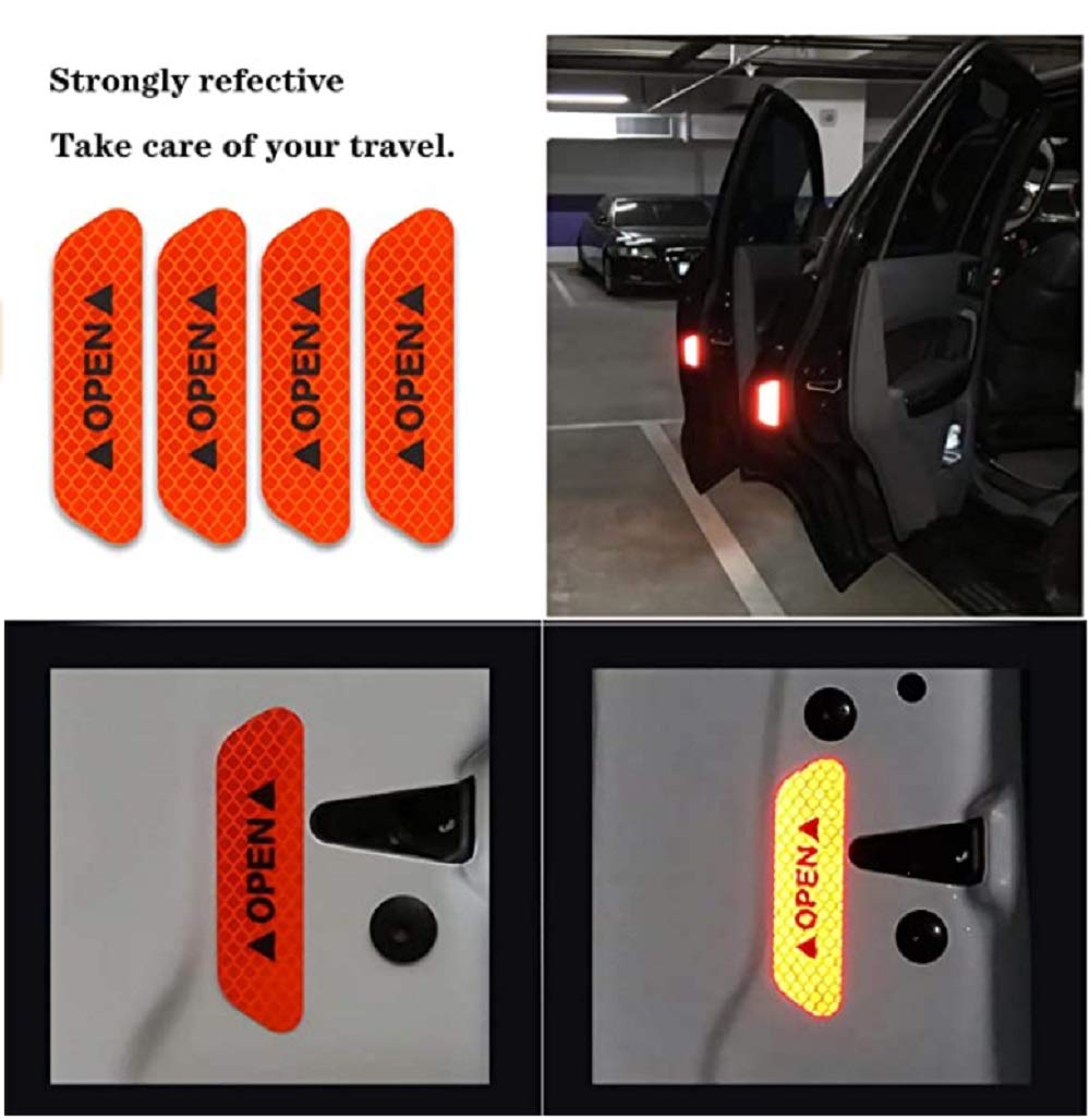True Line Automotive Door Open Warning Reflective Marker Trim Molding Safety Kit (Red)