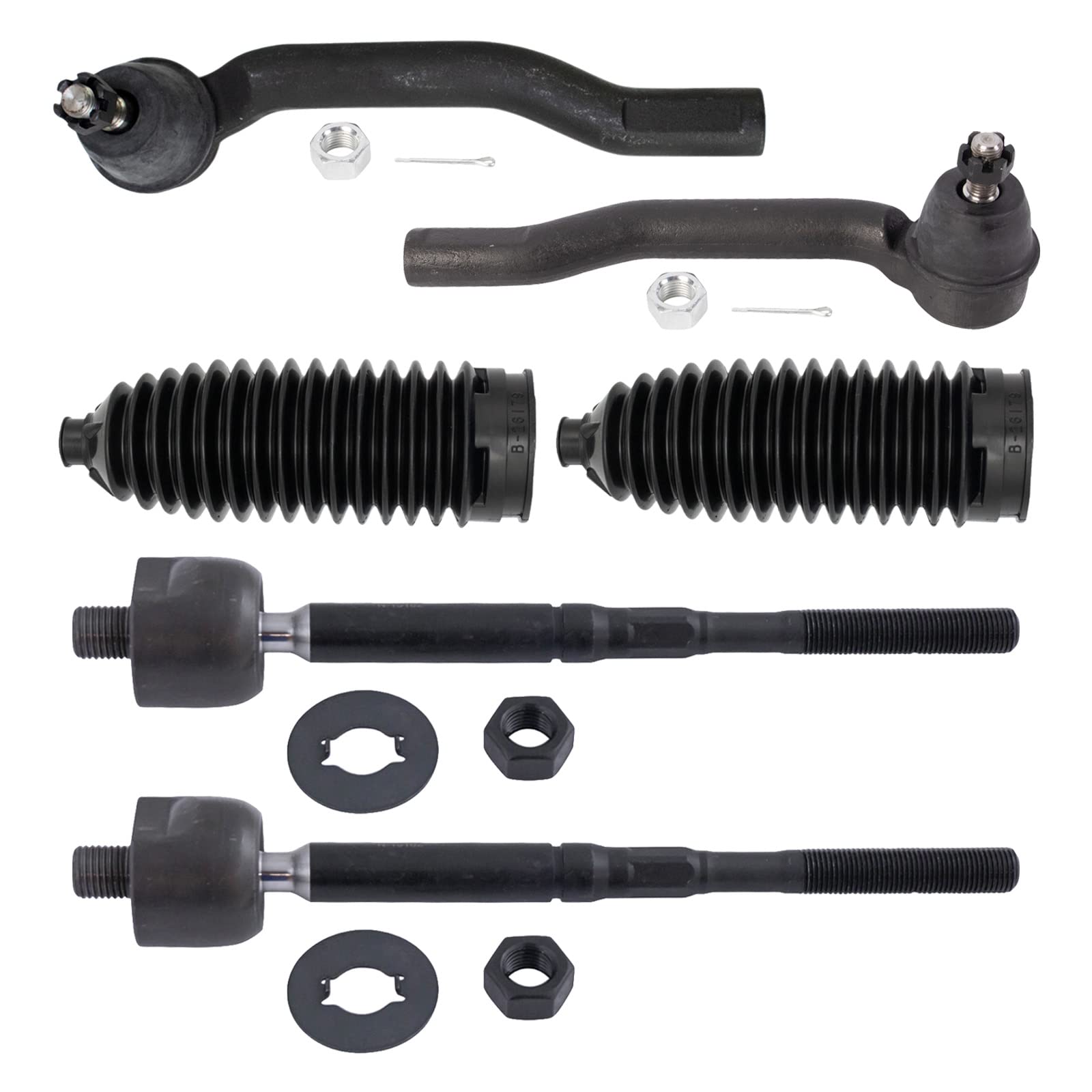 Trq Front Steering Kit Steering Rack & Pinion Bellow Tie Rod Compatible With 2015-2018 Chevrolet City Express 2013-2019 Nissan N