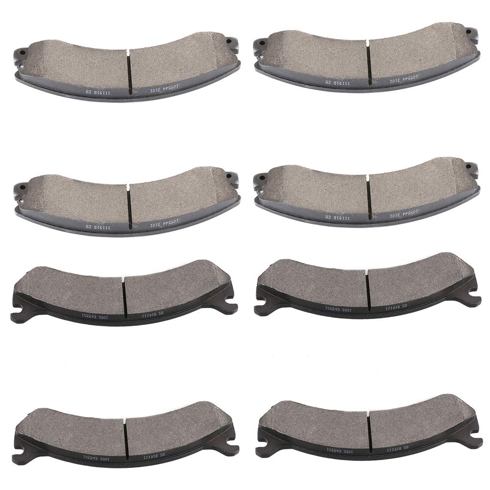 Scitoo D784 D1411 Semi-Metal Brake Pads Sets Front & Rear W/Hardware Fit For Chevy Express 3500 2009-2017,For Chevy Express 4500