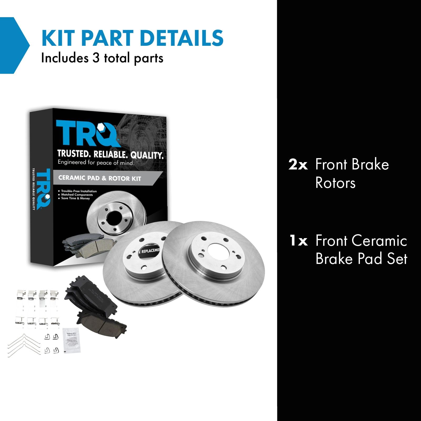 Trq Front Brake Pad & Rotor Kit Brake Pads Brake Rotor Ceramic Compatible With 2013-2018 Lexus Es300H 2007-2018 Es350 2008-2018