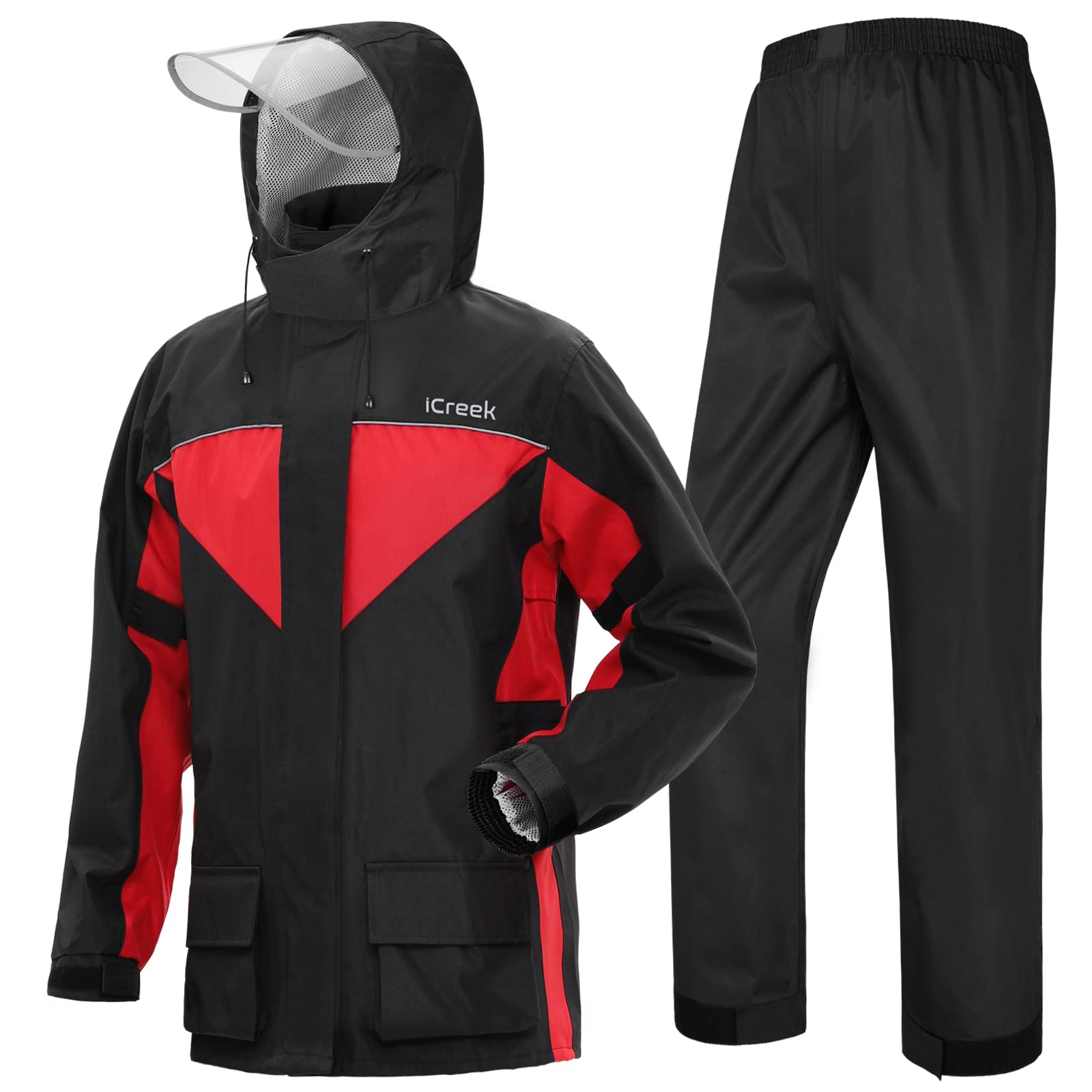 iCreek Motorcycle Rain Suits for Men & Women Waterproof Anti-storm Raincoat High Visibility Rain Gear for Cycling, Golf, Fishing