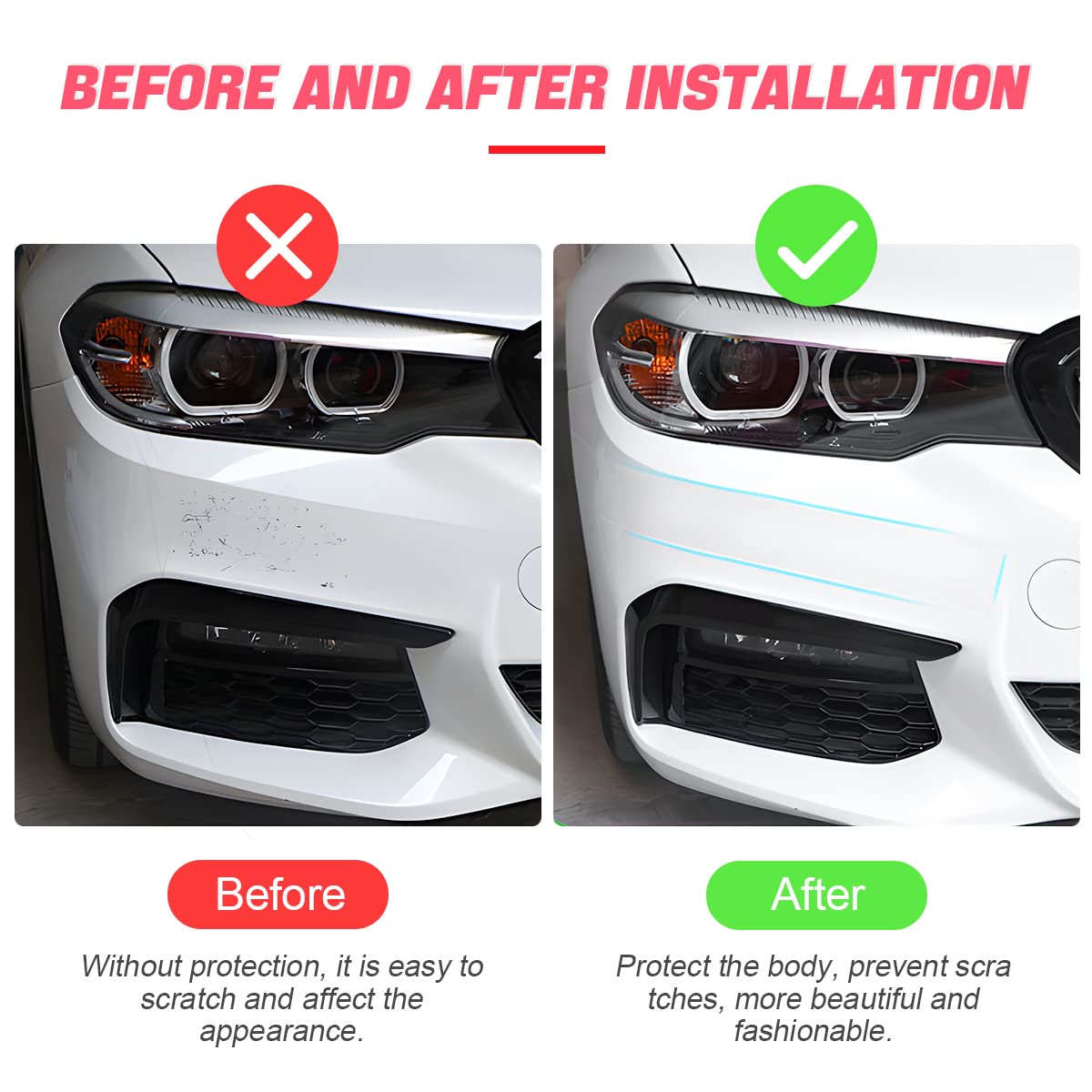 Blau Grun Car Door Entry Guard, Clear Trim Guard/Cover For Car Door Sill, Edge, Rear Bumper, Anti-Collision Protector Film Universal For Most Cars, Vehicles, Suvs (2.7"X394", Transparent)