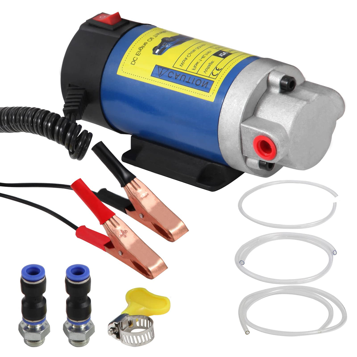 Vevitts Engine Oil Pump, Portable Electric Self-Priming Motor Oil Pump for Car Motorcycle and Boat Engine Oil Transfer Change Pu