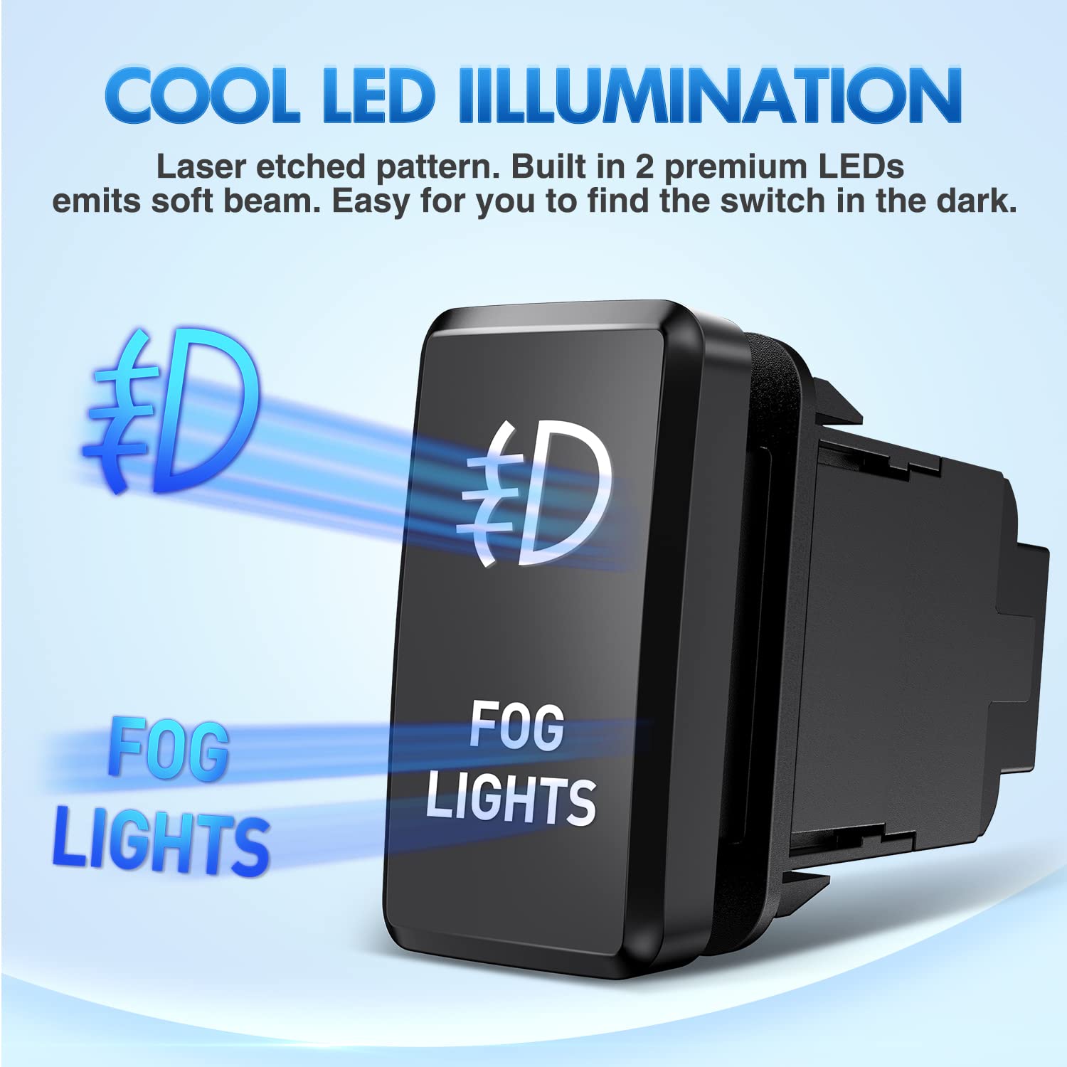 Nilight Fog Lights Push Button Switch 12V On Off Switches With Connector Wire Kit 1.54'' X 0.83'' Replacement For Toyota Tacoma