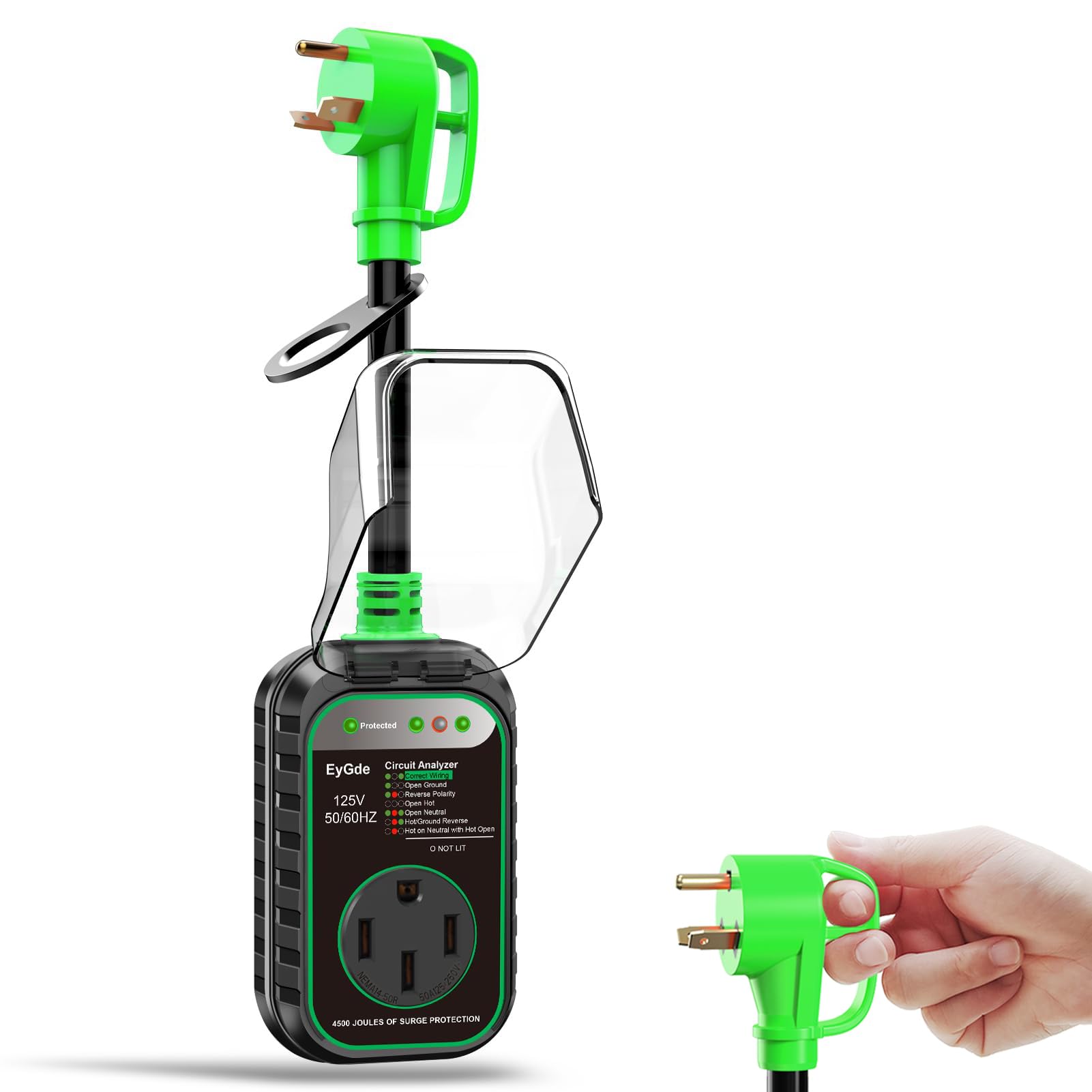 EyGde 30 Amp to 50 Amp RV Adapter with Surge Protector - Upgraded Patented NEMA TT-30P Male to 14-50R Female Plug, RV Circuit An