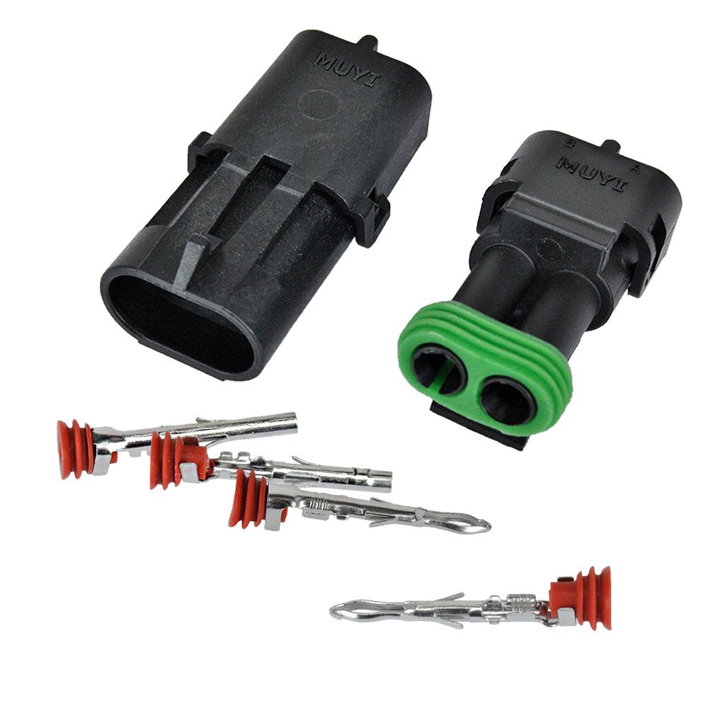 Muyi 10 Kit 2 Pin Waterproof Connector For 20-14 Awg Wire Harness 2.5Mm Series Automotive Electrical Plugs With Replacement Term