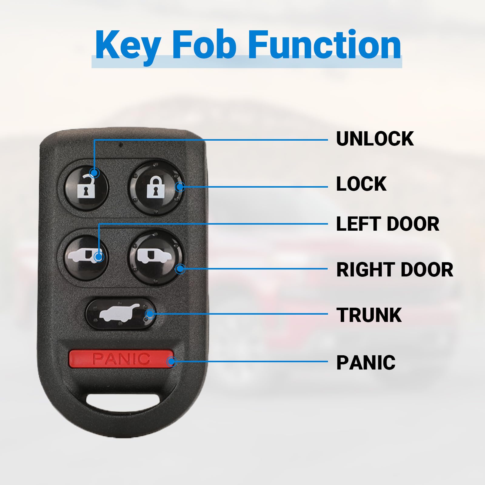 Key Fob Keyless Entry Remote Control Compatible with 2005 2006 2007 2009 2009 2010 Honda Odyssey Car Key Replacement for OUCG8D-